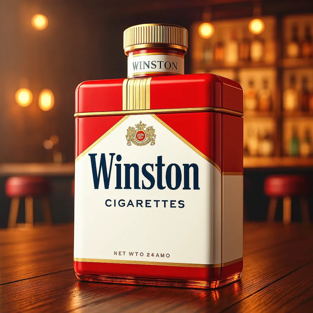 Cigarette box-inspired whisky bottle