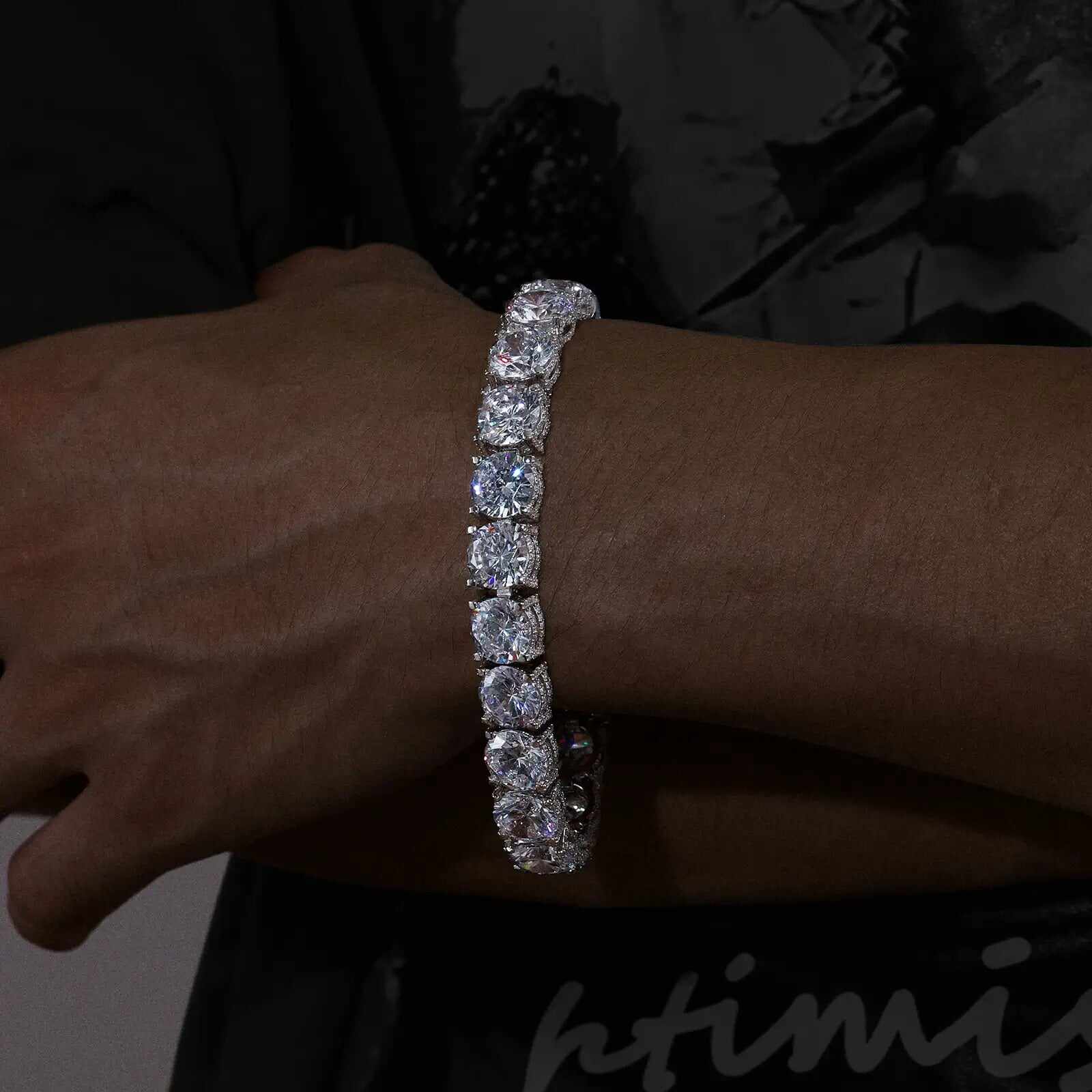 10mm S925 Moissanite Iced Out Tennis Bracelet