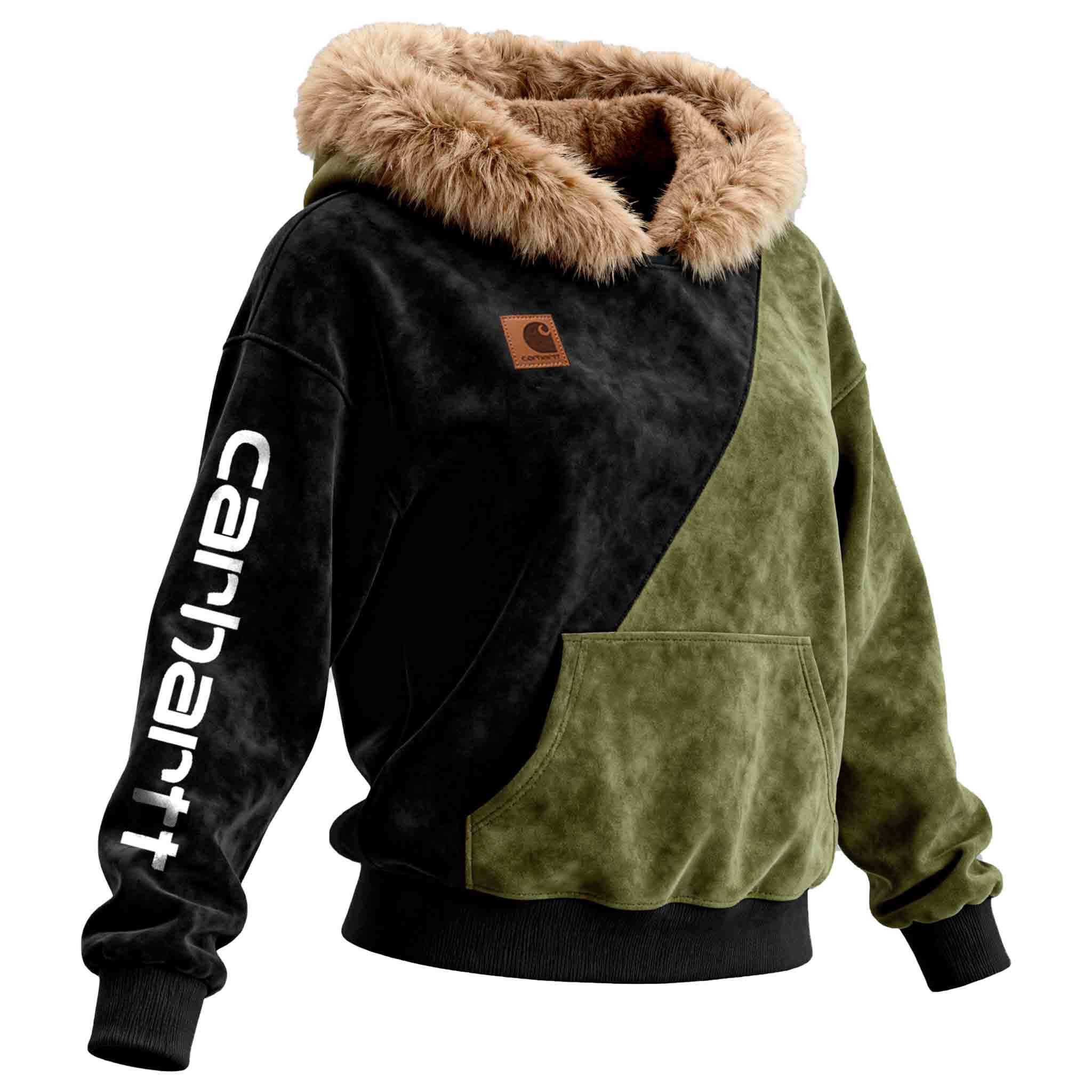 Fashion Winter Hooded Jacket with Faux Fur Trim