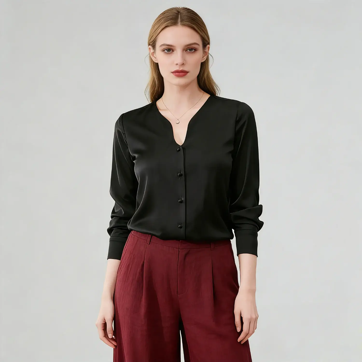 Elegant Silk Shirt with Fashionable Long Sleeves