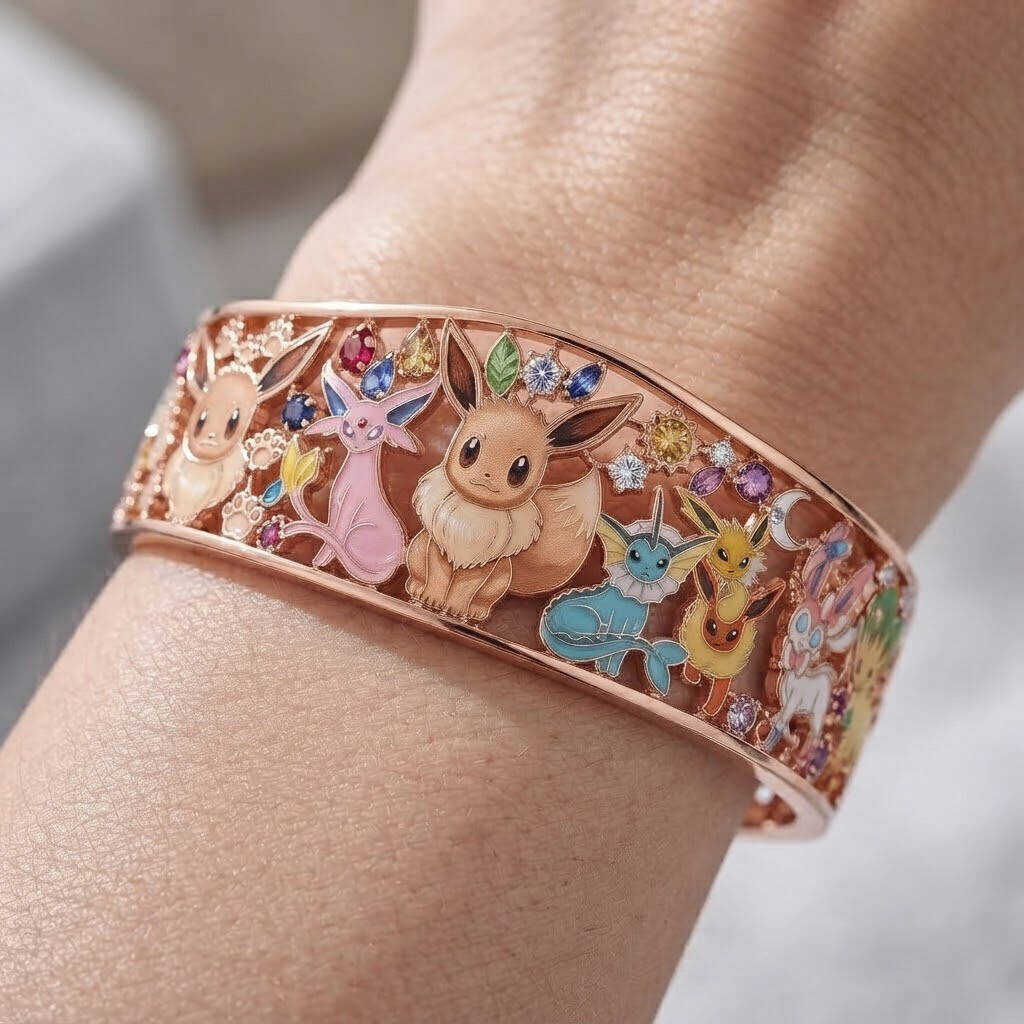 Eevee & Evolutions Journey Enamel Cuff Bracelet