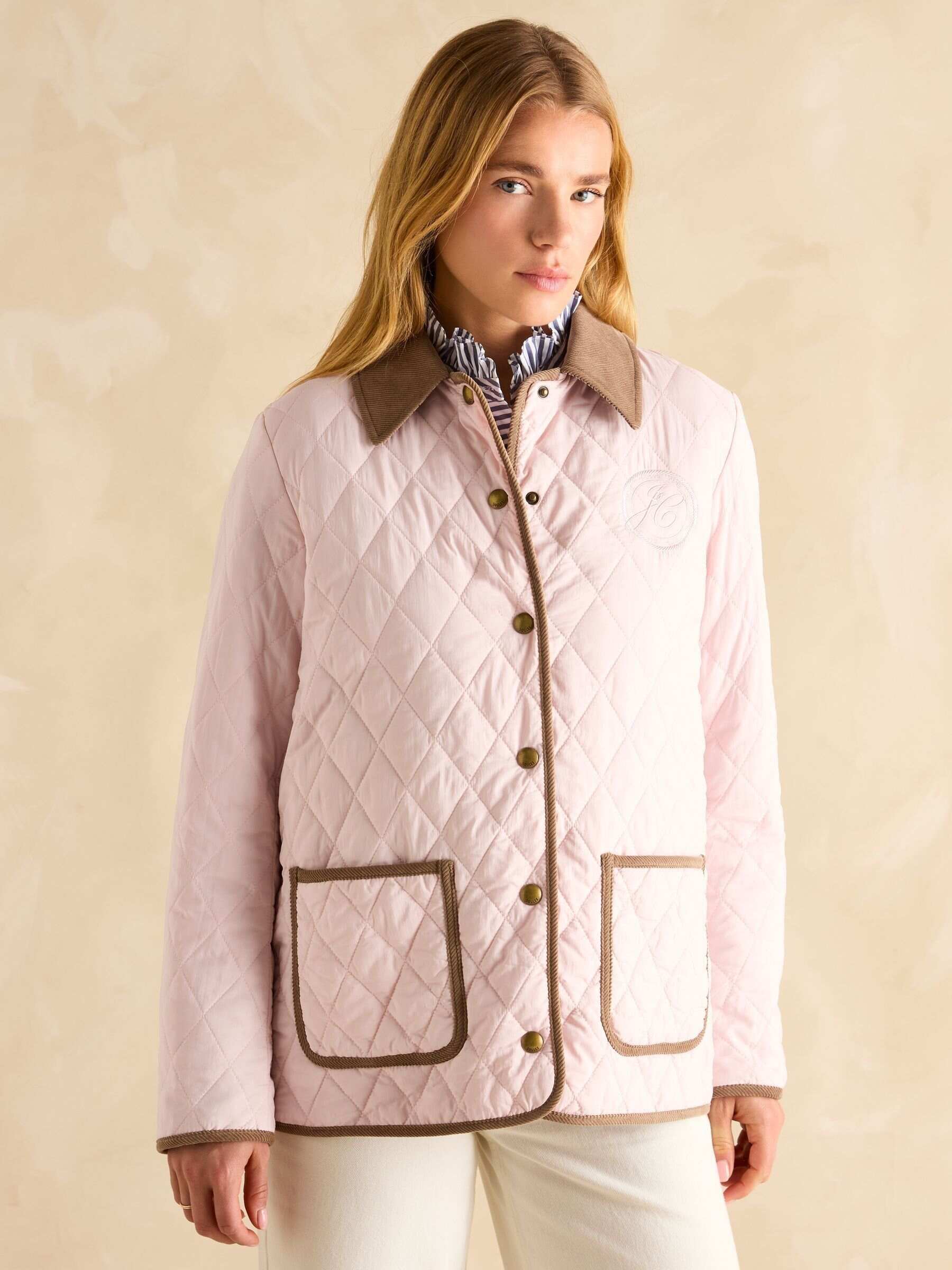 Quinn Pink Showerproof Diamond Quilted Coat