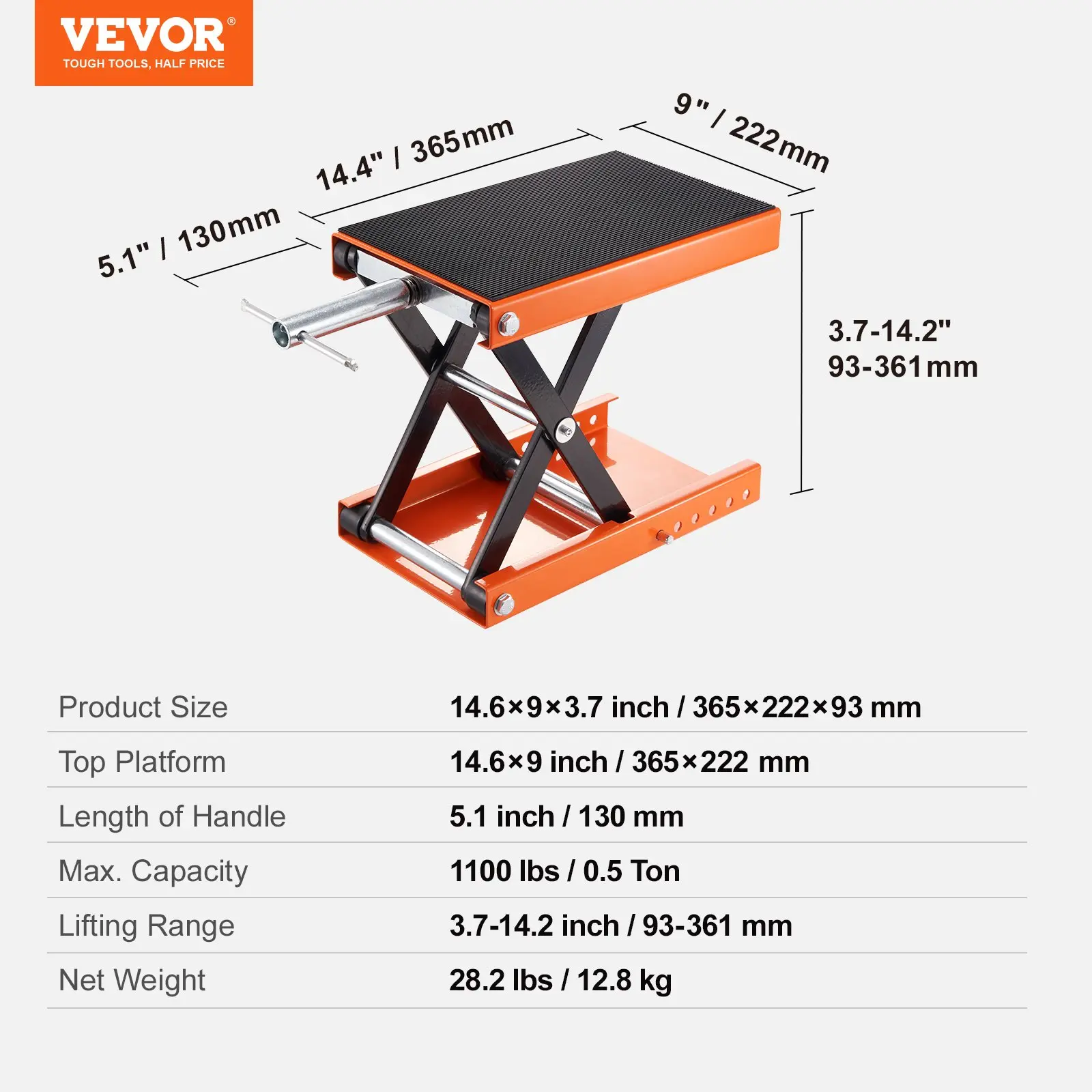 Hydraulic Motorcycle Lift Table - 350 LBS Capacity