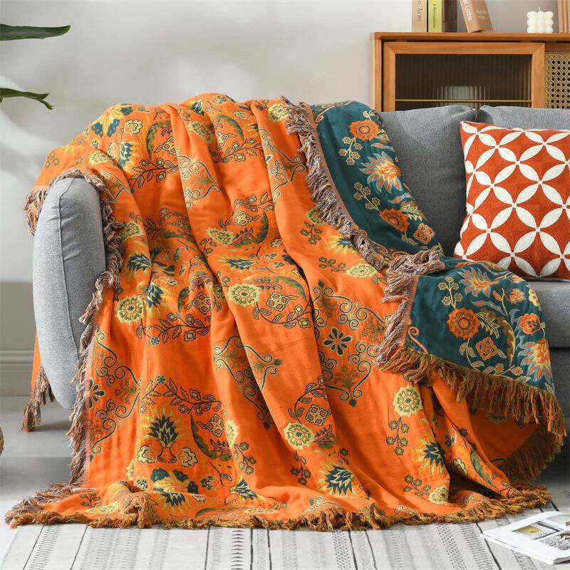 Vintage Throw Blanket Flower Sofa Cover