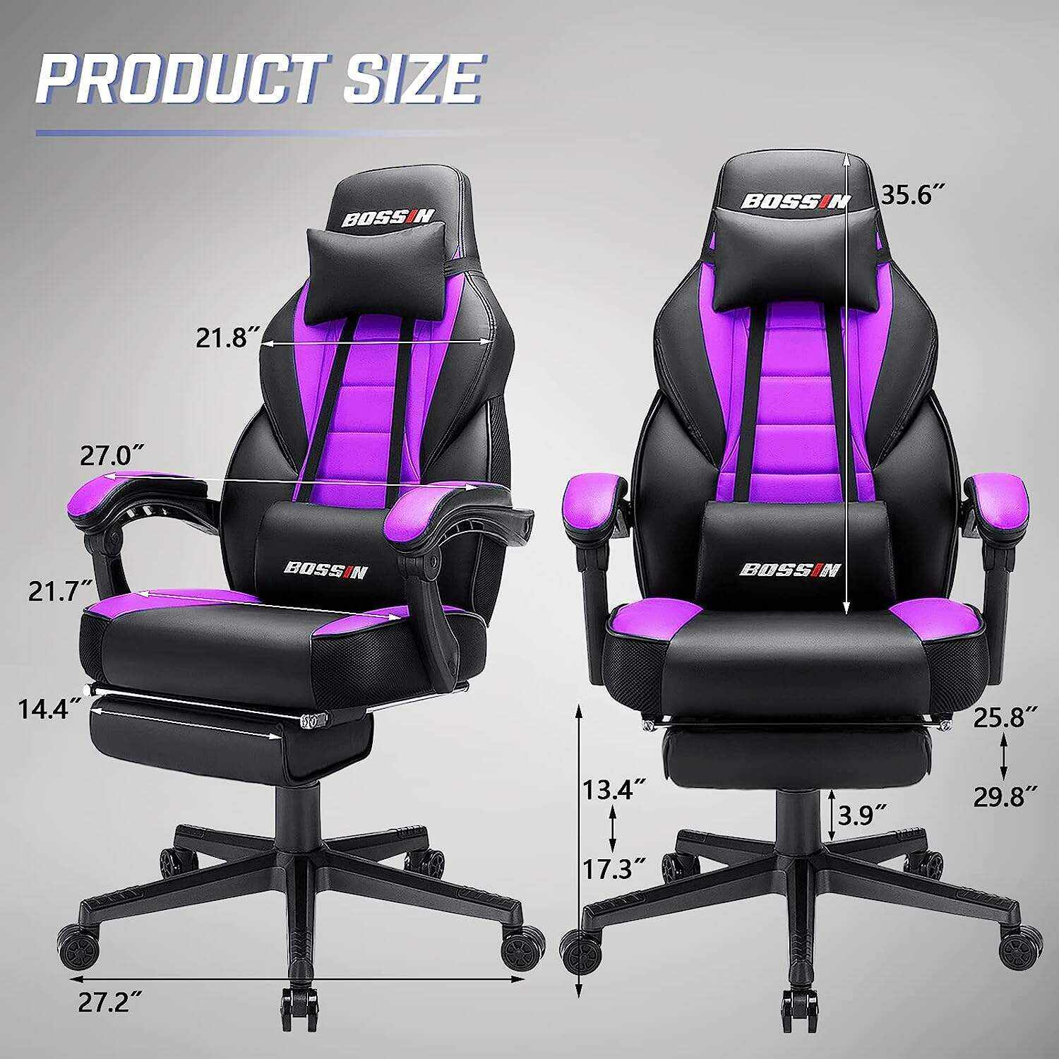 LEMBERI Video Game Chairs with footrest,Gamer Chair for Adults,Big and Tall Gaming Chair 400lb Capacity,Gaming Chairs for Teens,Racing Style Gaming Computer Chair with Headrest and Lumbar Support