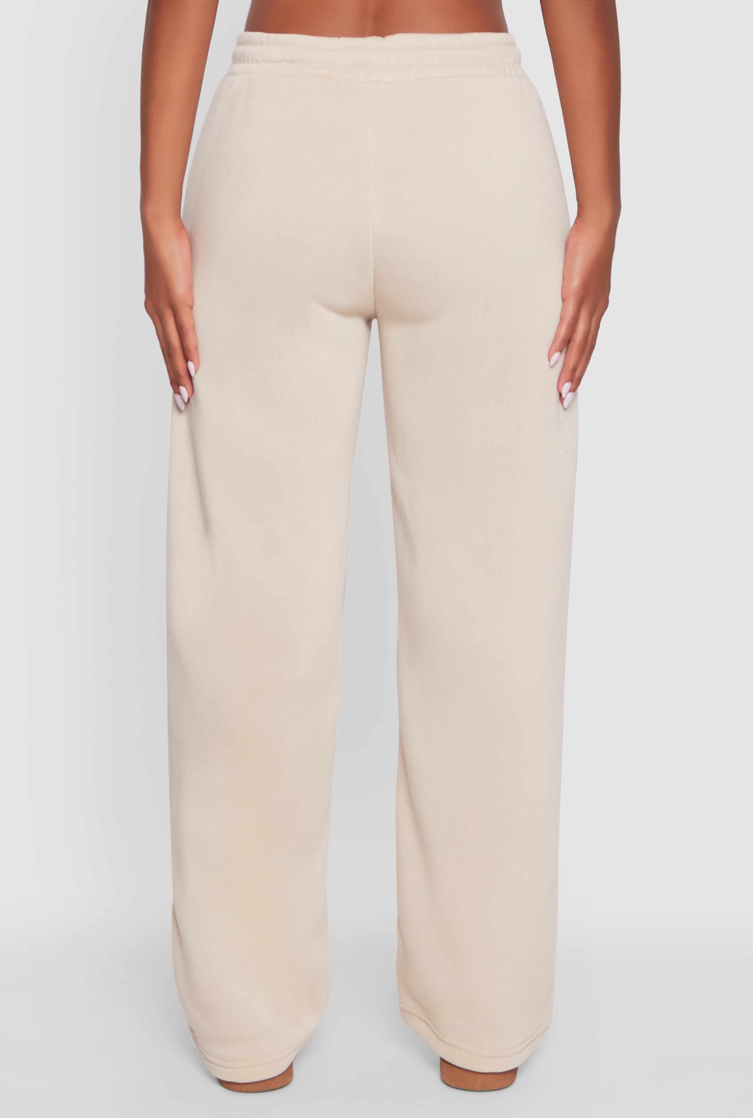 Wide Leg Fleece Sweatpants with Pockets