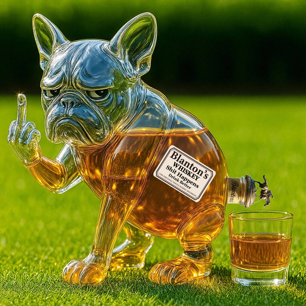 Funny French Bulldog Pooping Whiskey Bottle