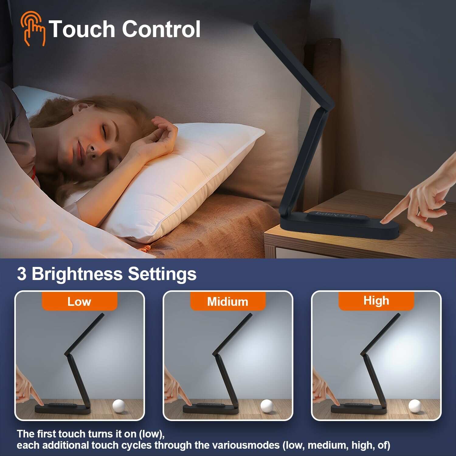 LED Desk Lamp for Office Home & Battery Operated Lamp Rechargeable Lamp Foldable & Portable Light, LED Desk Light Strip, 3 Brightness Dimmable Small Desk Lamp Wireless Reading Lamp