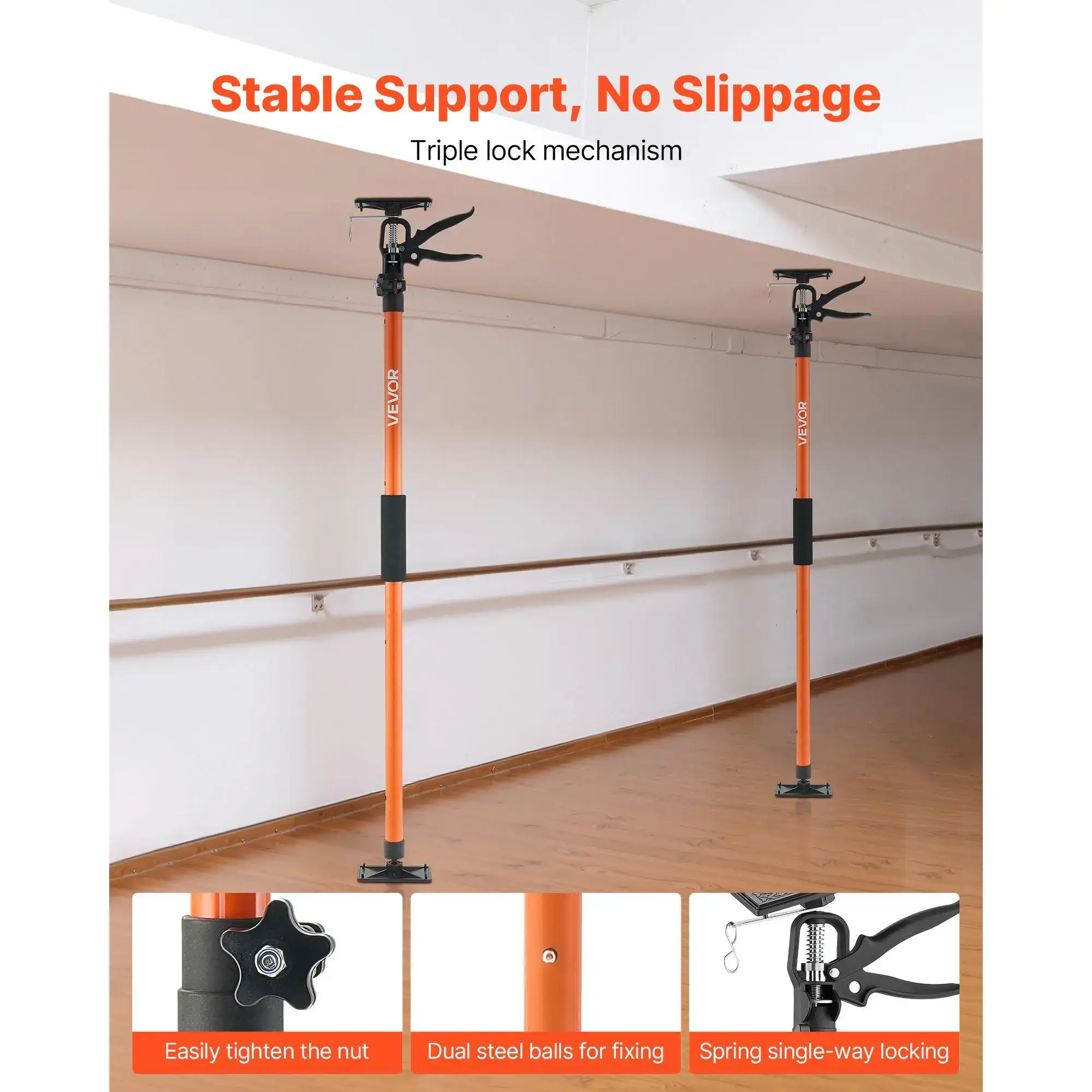 2-Pack Cabinet Jack Support Pole, Steel Telescopic Adjustable 3rd Hand System with Carry Bag, 45.7-114.2 in Adjustable Angle Weight Support Rod, 154 lbs Capacity for Cabinet Installation, Drywall Lifting