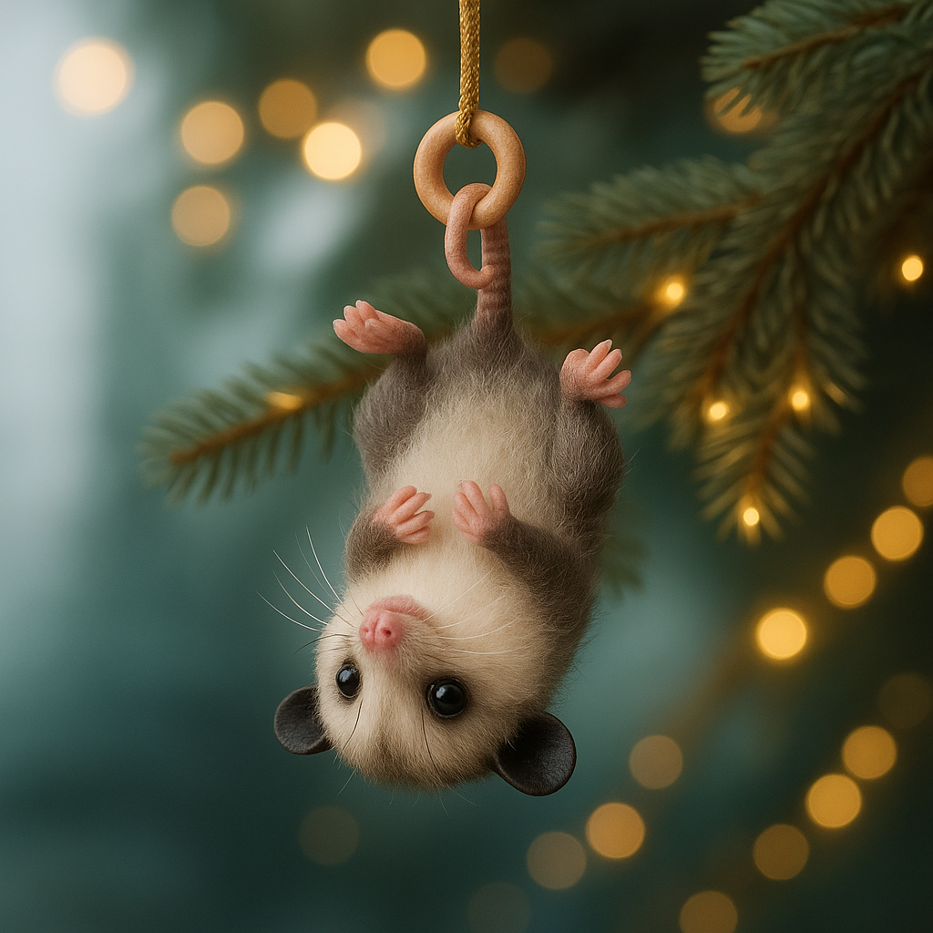 Adorable Hanging Possum Christmas Ornament