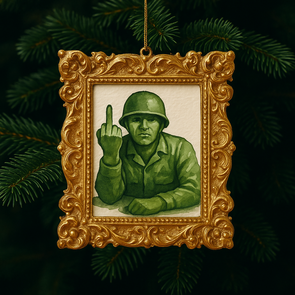 Green Army Man Attitude Ornament