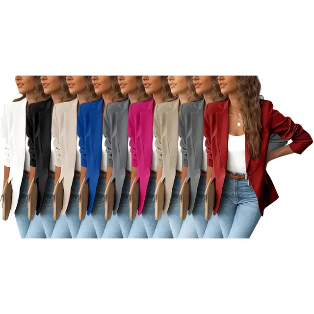 Women's Minimalist Solid Button Lapel Collar Blazer