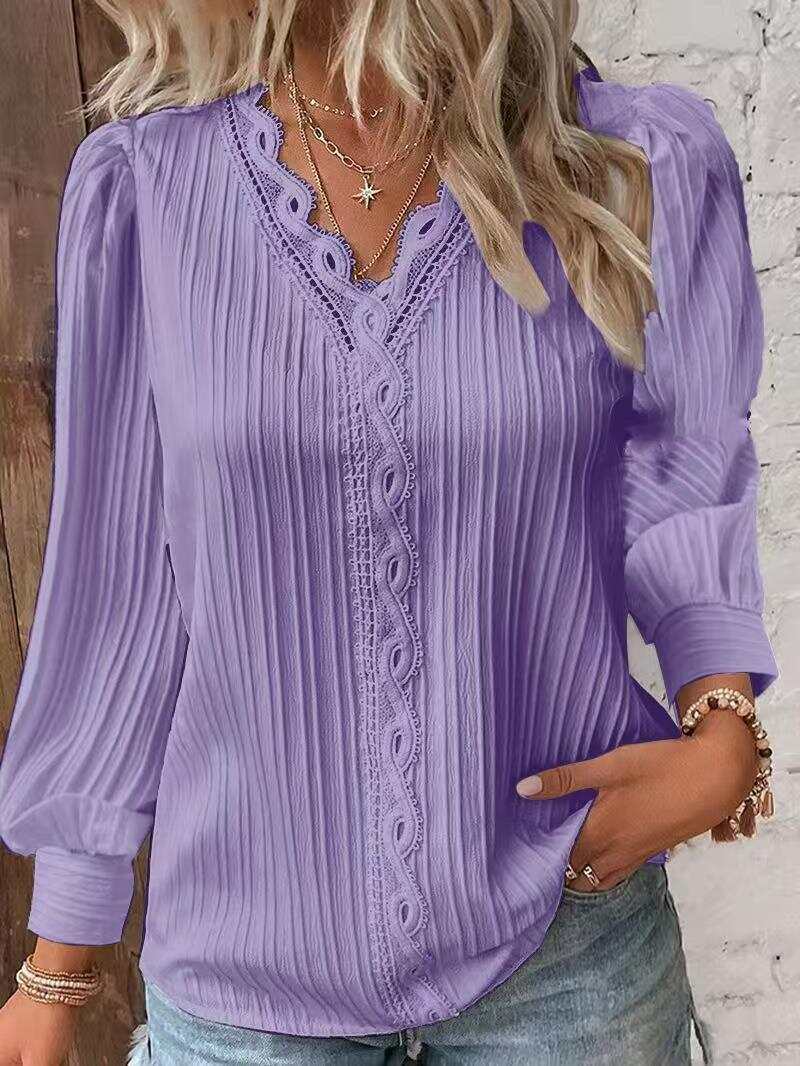 🔥Summer Arrivals🌟Women's V-neck Lace Patchwork Shirt