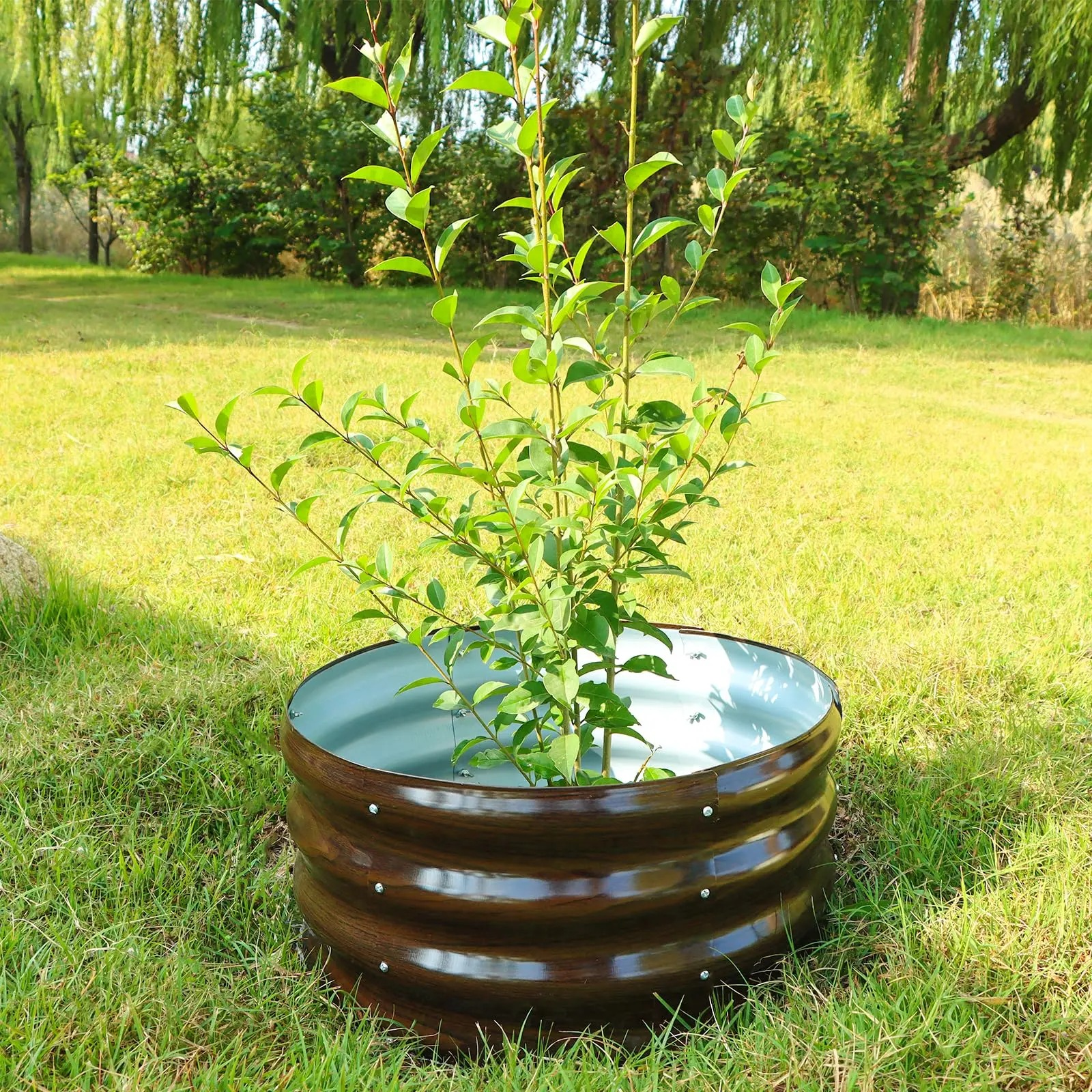 SnugNiture 3-Pack 2x2x1 ft Modular Metal Round Raised Garden Bed Kit Stackable Vegetable Planters Elevated Planting Boxes Eco-Conscious Materials Breathable Planter Outdoor Planters