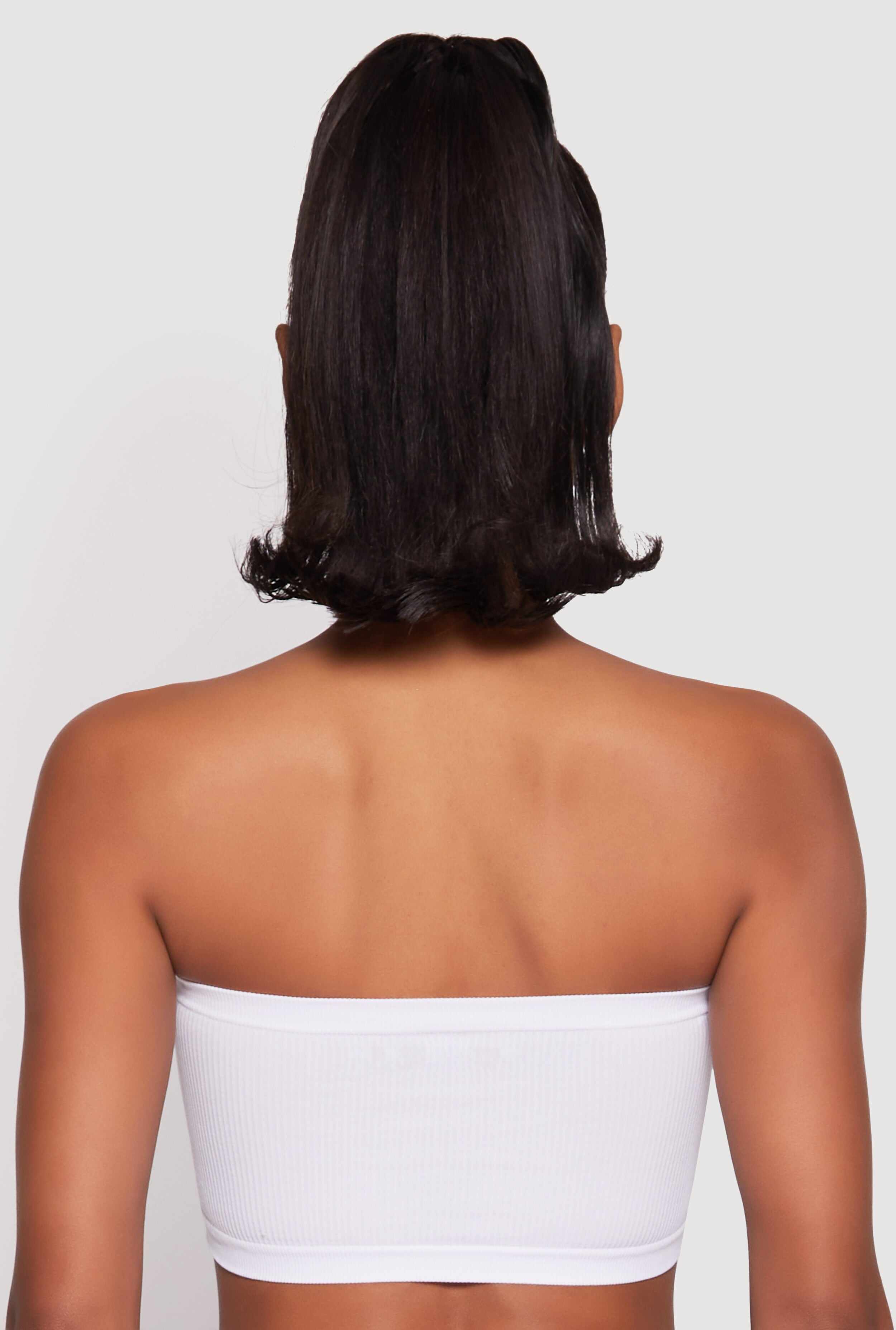 Ribbed Knit Ruched Bandeau Bra