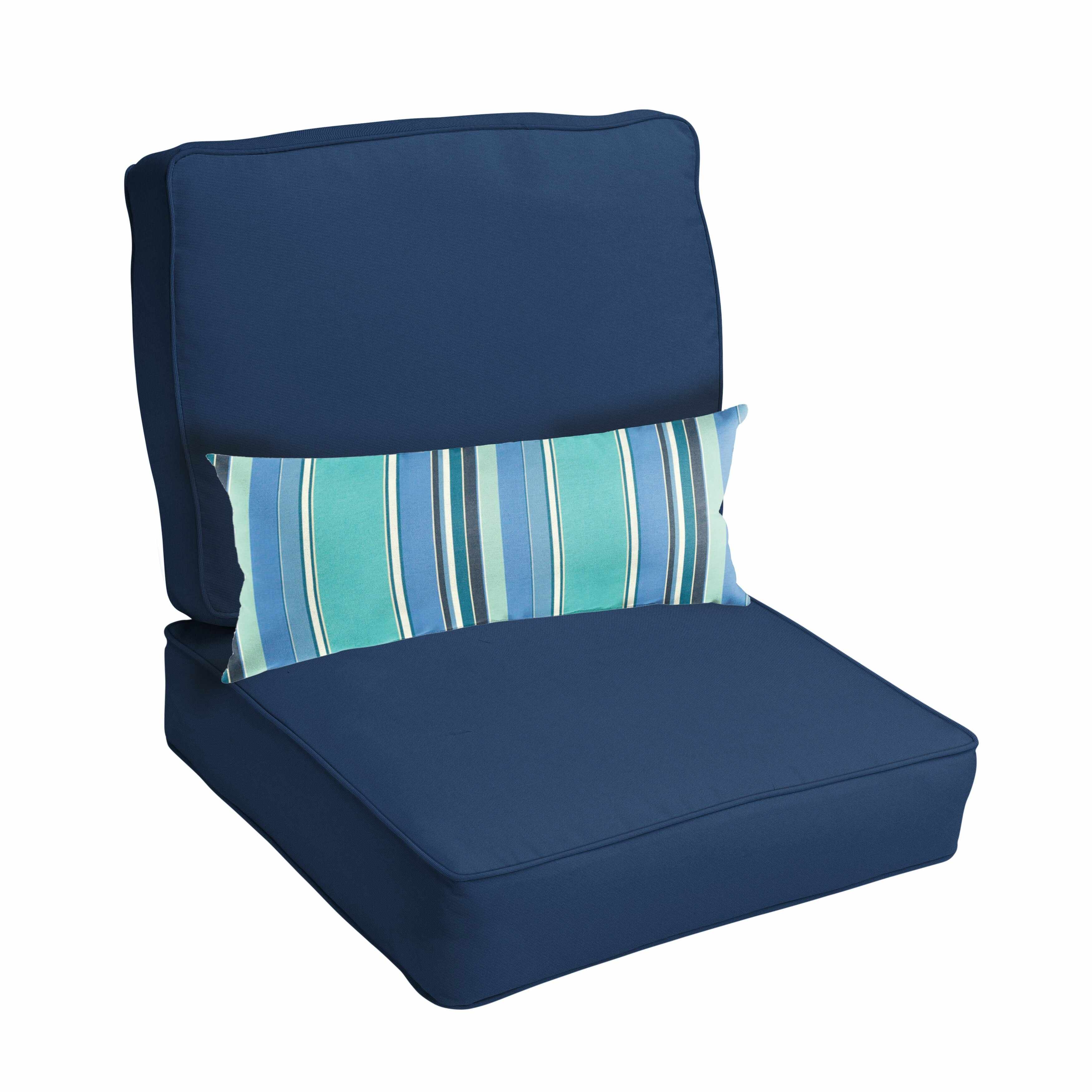 Sorra Home Oakley Sunbrella Solid Indoor/ Outdoor Corded Chair Cushion Set and Lumbar Pillow