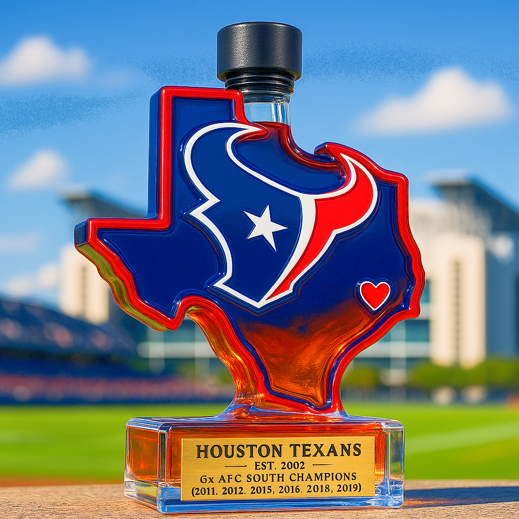 Houston Texans State Map Whiskey Bottle