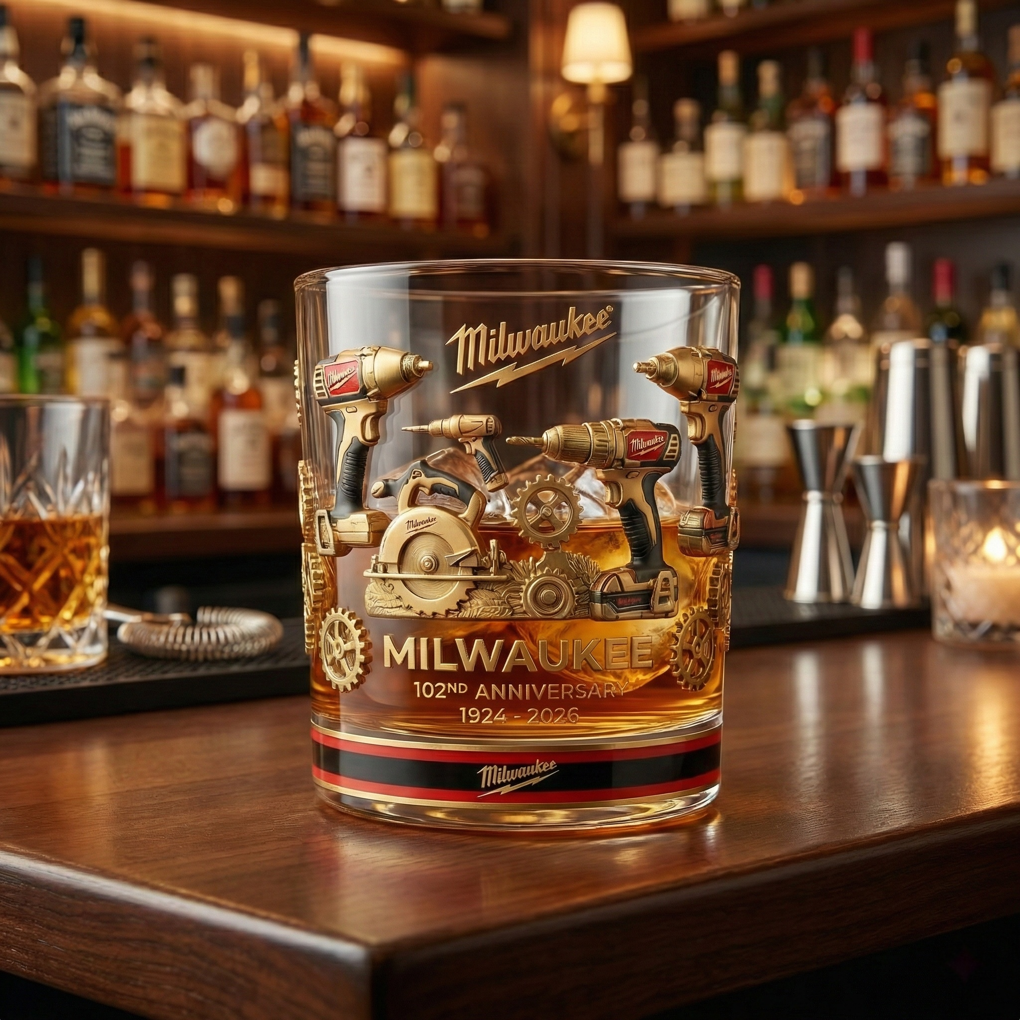 Milwaukee 102nd Anniversary Commemorative Whiskey Glass