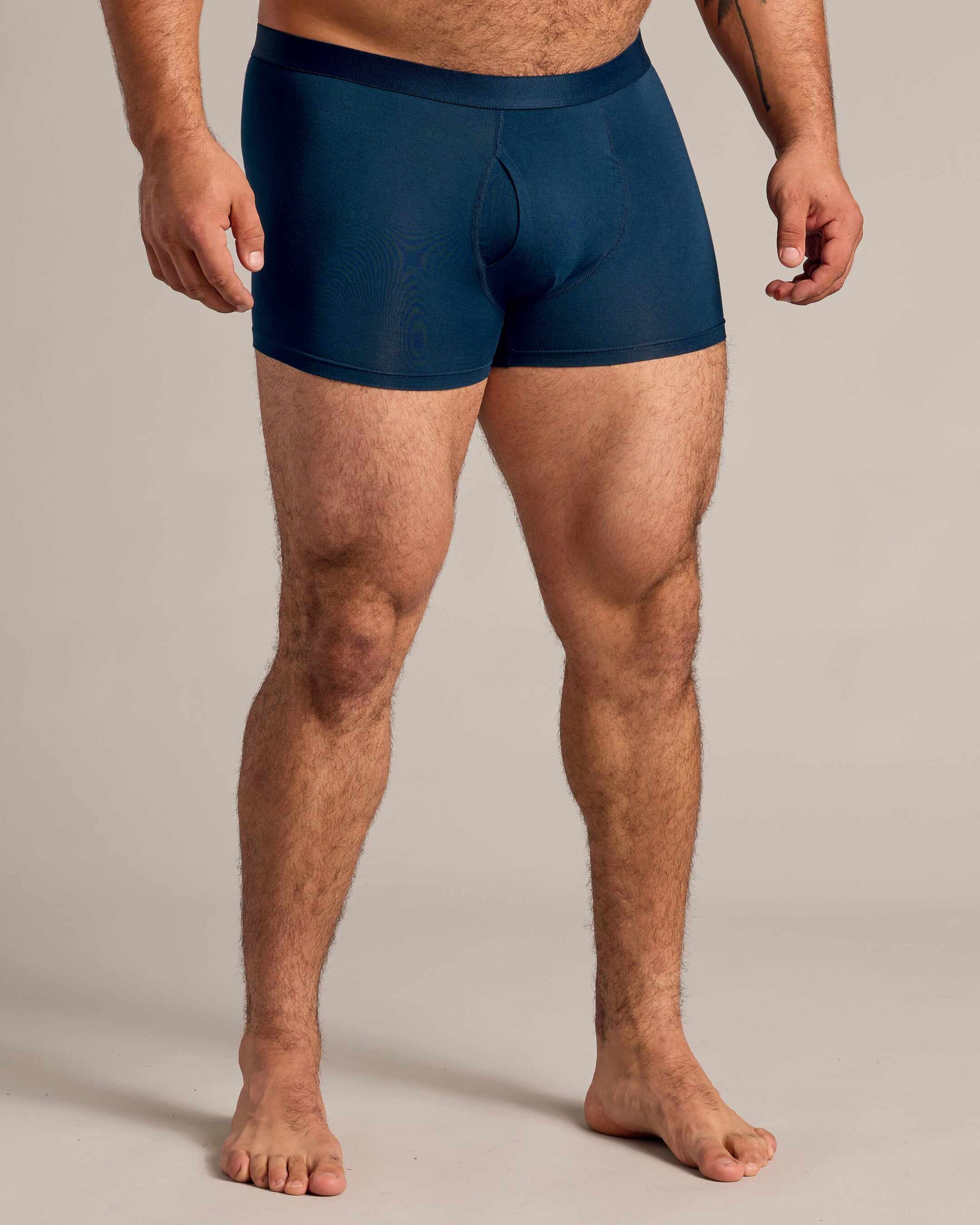 Navy Boxer Trunks W/ Fly 3-Pack