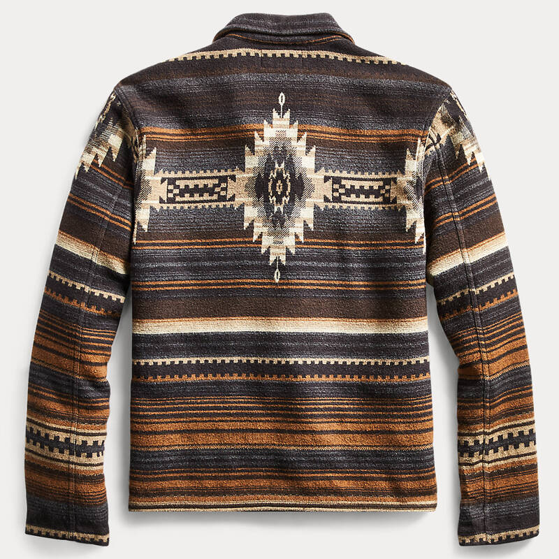 Vintage Ethnic Totem Print Wool Blend Shirt Jacket