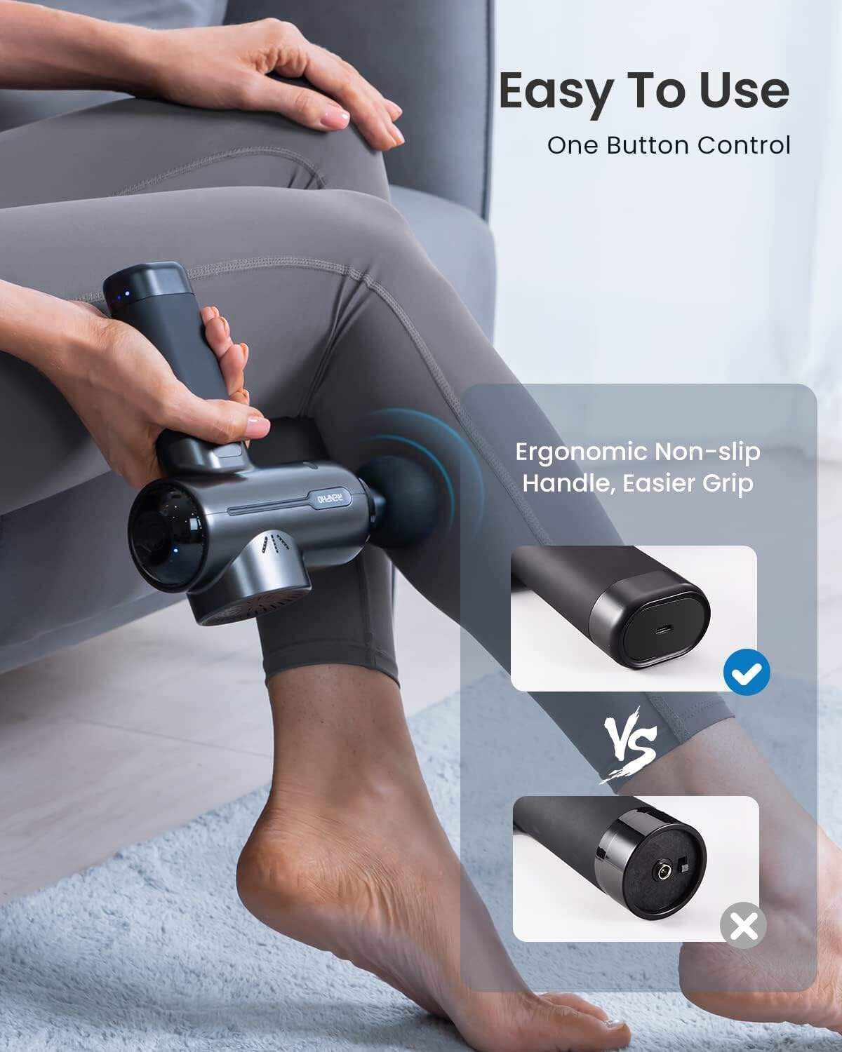 RENPHO Active Massage Gun Deep Tissue Muscle, Powerful Percussion Massage Gun, Portable Back Massager Gun for Athletes for Pain Relief, Electric Back Massagers, Handheld Massager Carry Case