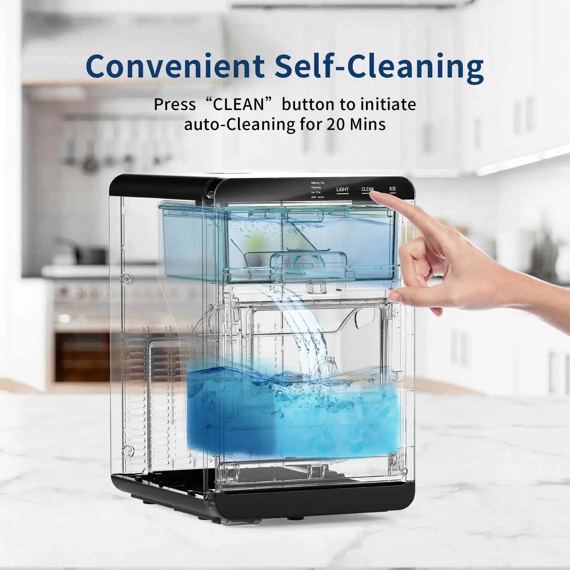 2026 Nugget Ice Maker Countertop, 44Lbs/24H Pebble Ice Maker Machine, Self-Cleaning Pellet Ice Machine with Ice Scoop&basket, Sonic Countertop Ice Machine for Home/Kitchen/Office(Black)