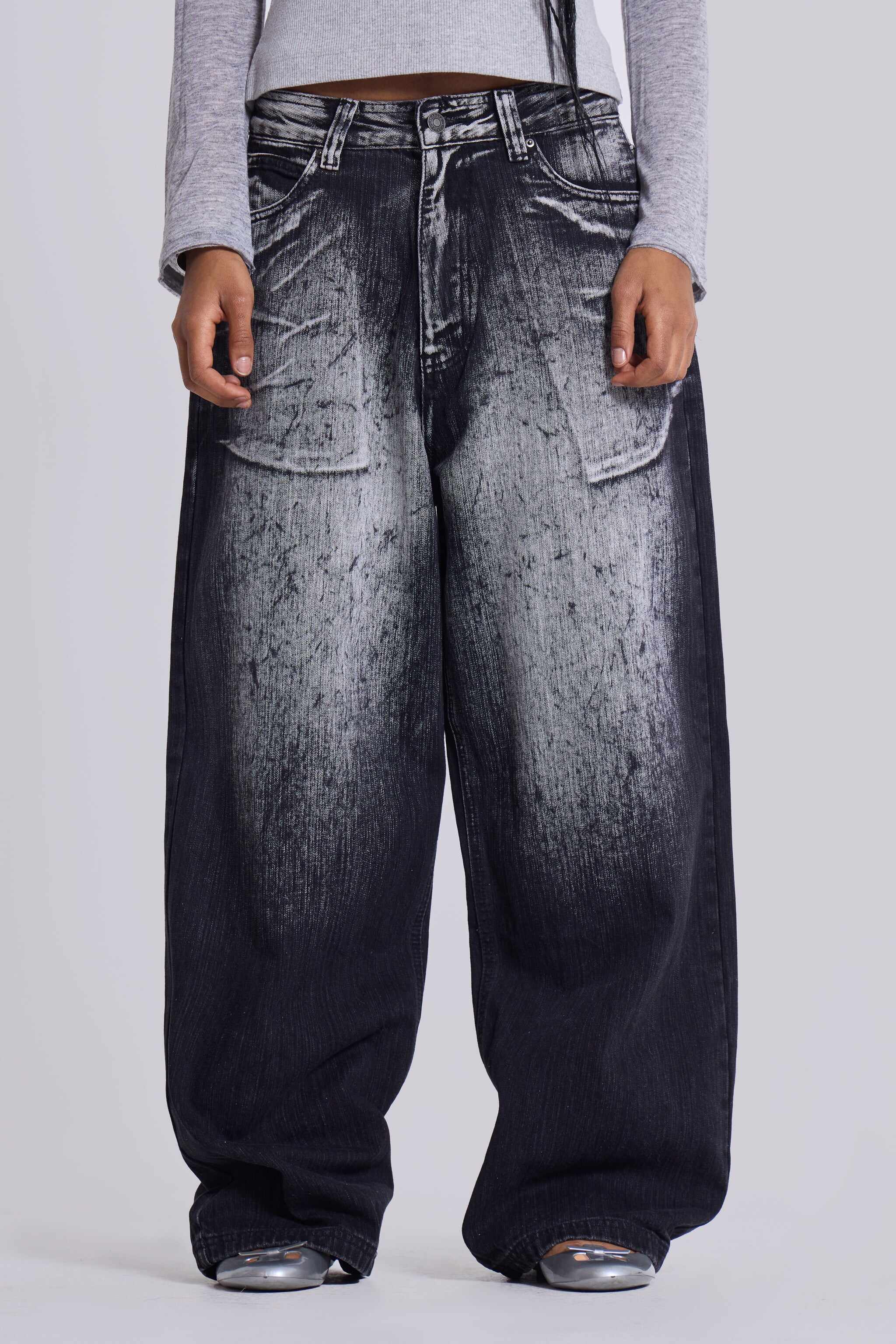 Black White Wash XL Colossus Jeans