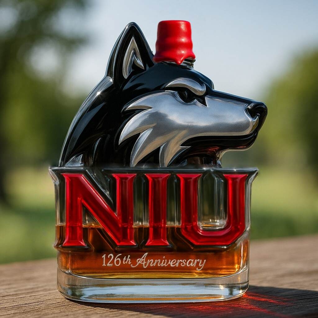 Northern Illinois Huskies 126th Anniversary Whiskey Bottle