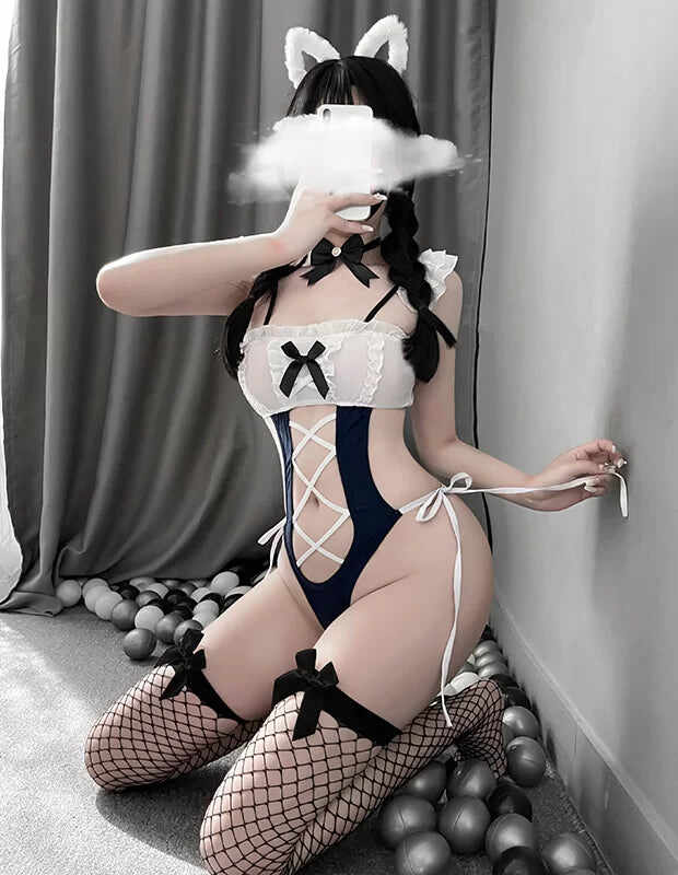 Cosplay Lingerie Bra Shorts Bondage Tape Hollow Out Erotic Sex Doll Lingerie Type 6919
