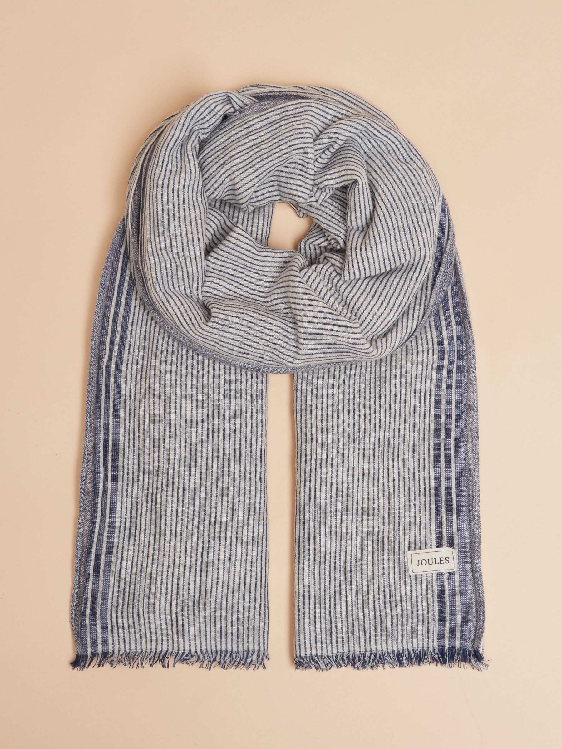 Orla Cream/Navy Lightweight Cotton Scarf