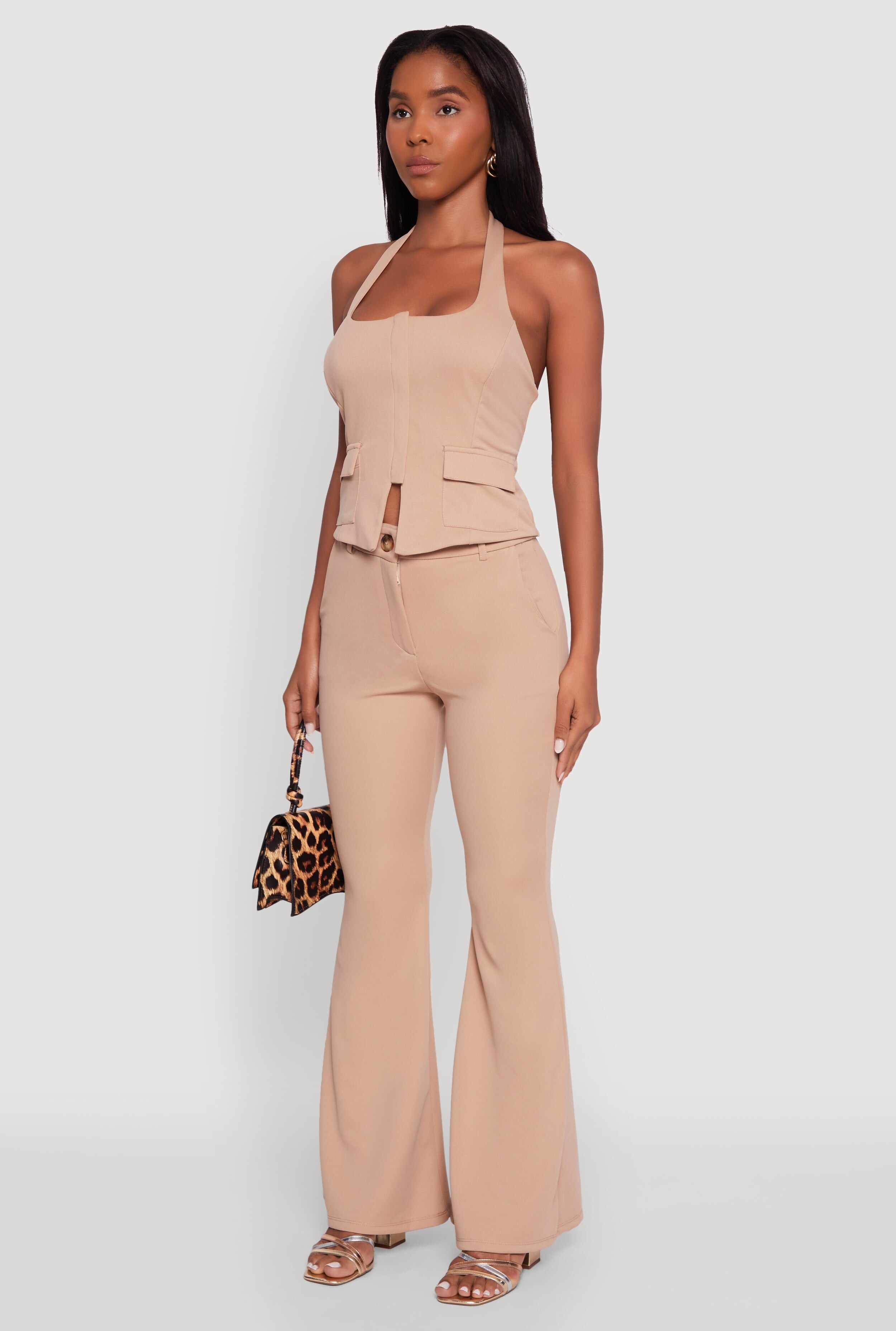 Zip Front Halter Blazer Vest