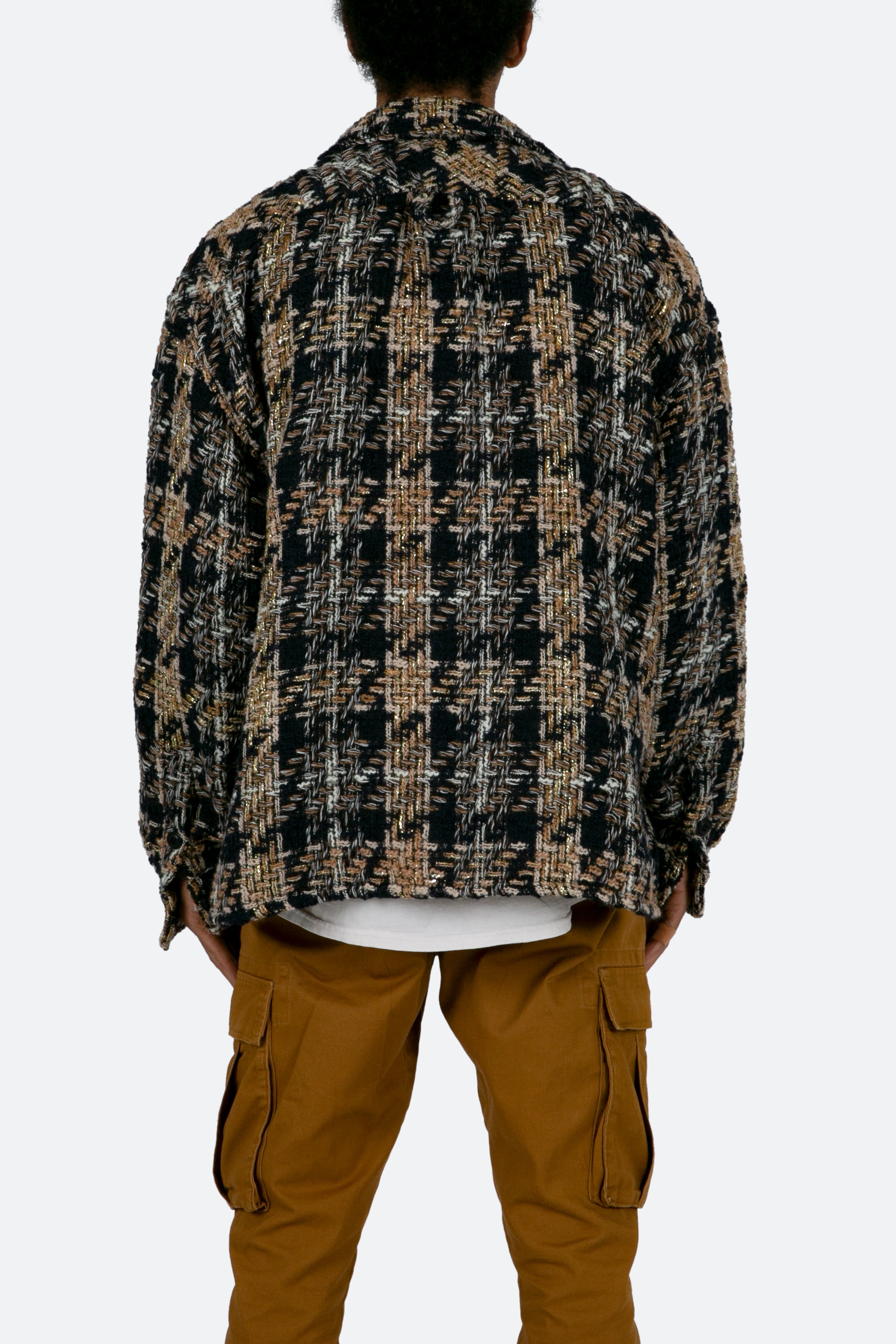 Loose Woven Flannel Shirt - Brown/Navy
