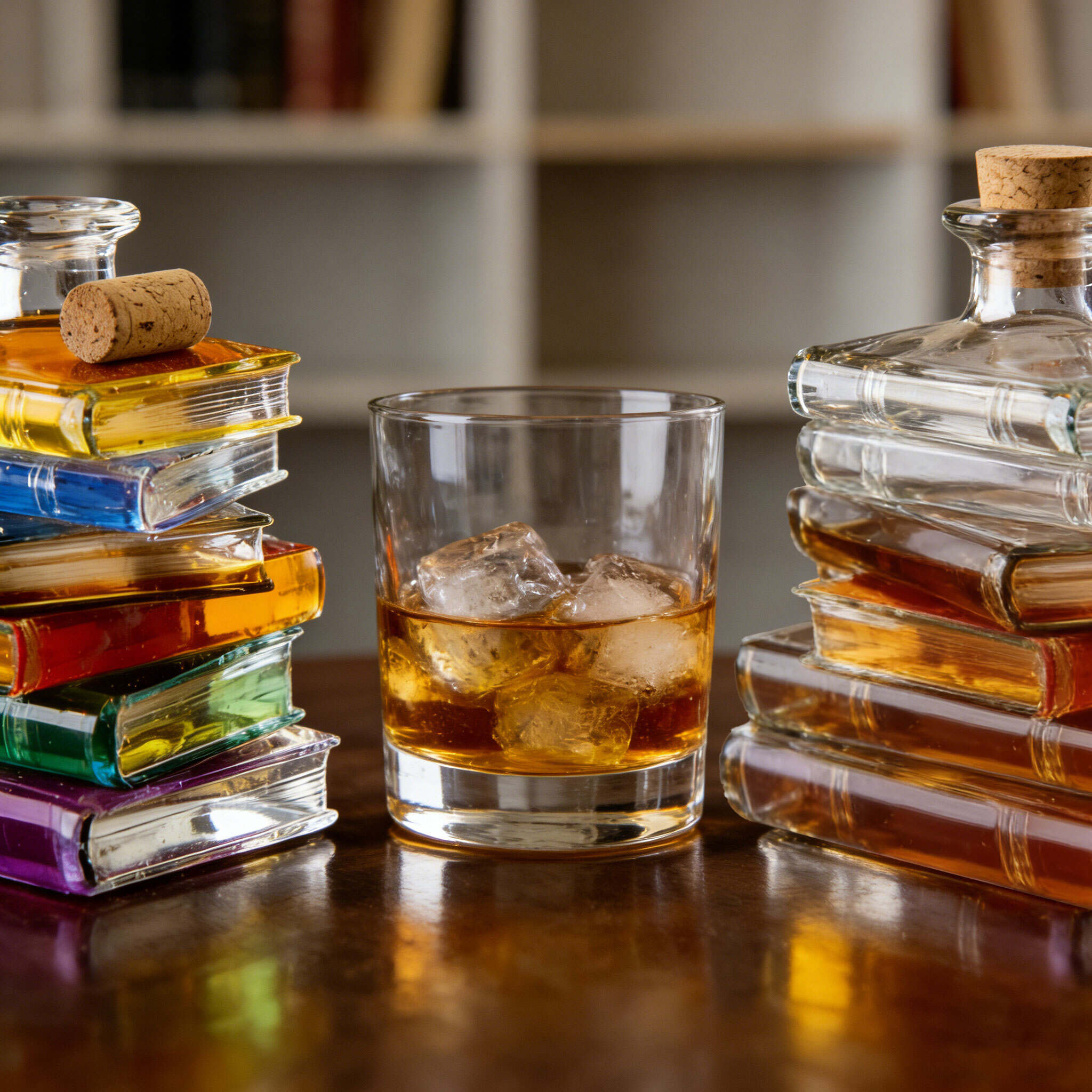 📚Book Stack - Shaped Whiskey Decanter