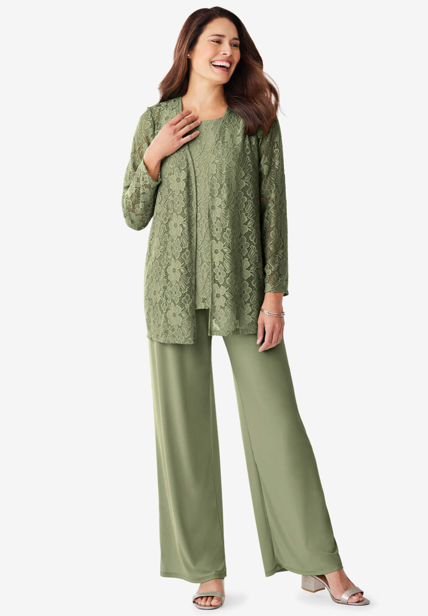 3-piece Lace Jacket/Tank/Pant Set