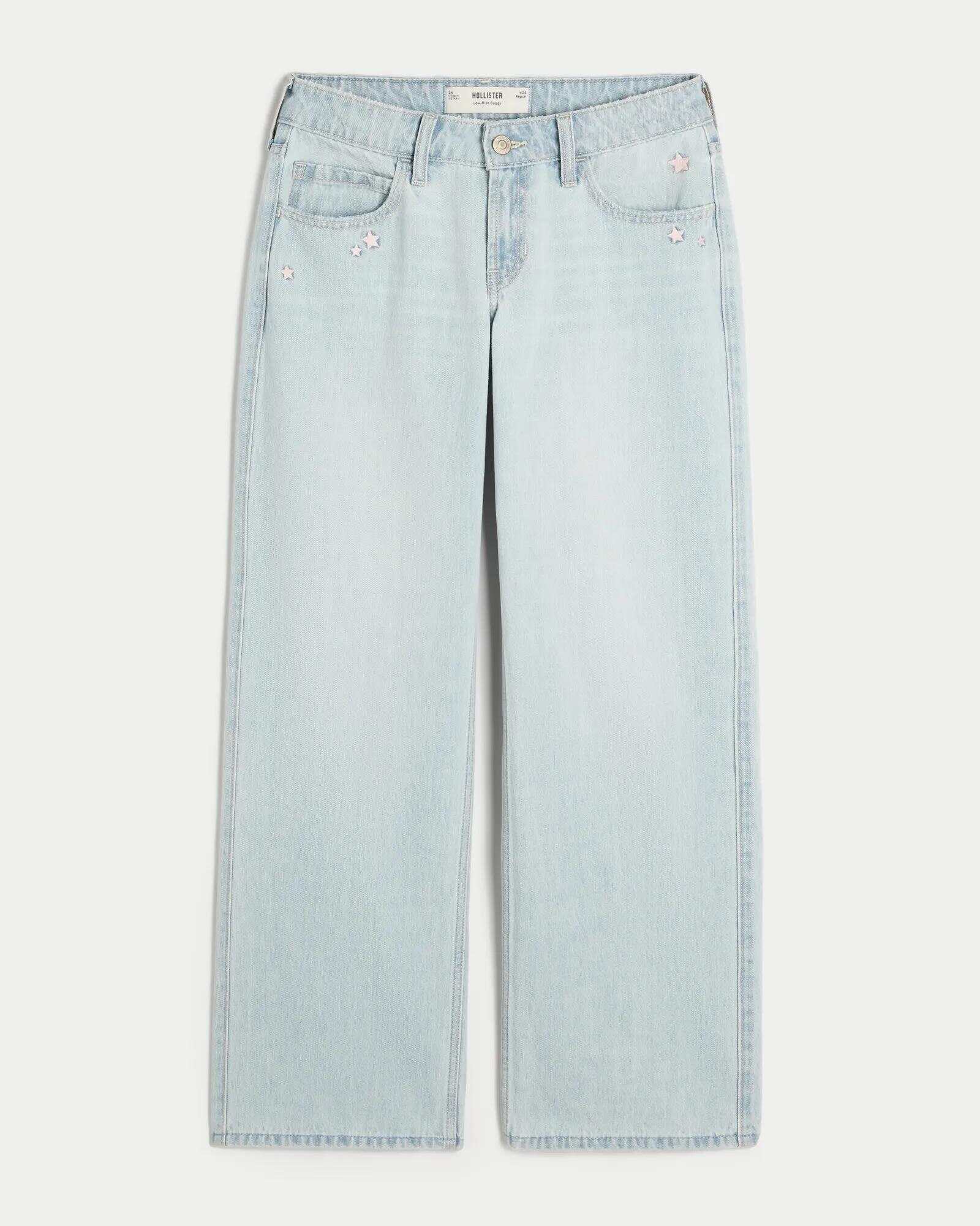 Low-Rise Dark Wash Baggy Jeans