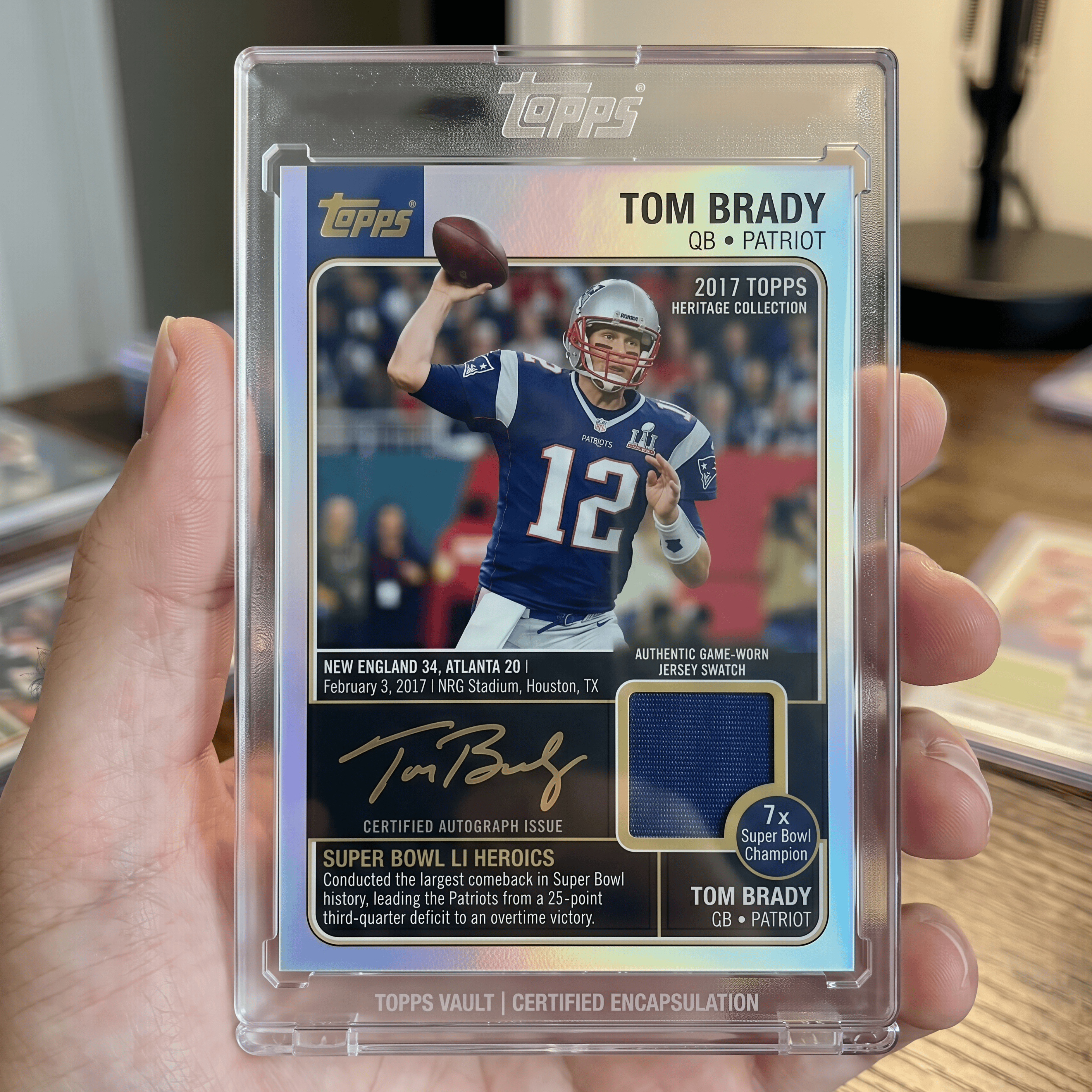 Tom Brady 2017 Topps Heritage Collection Signed Jersey Card