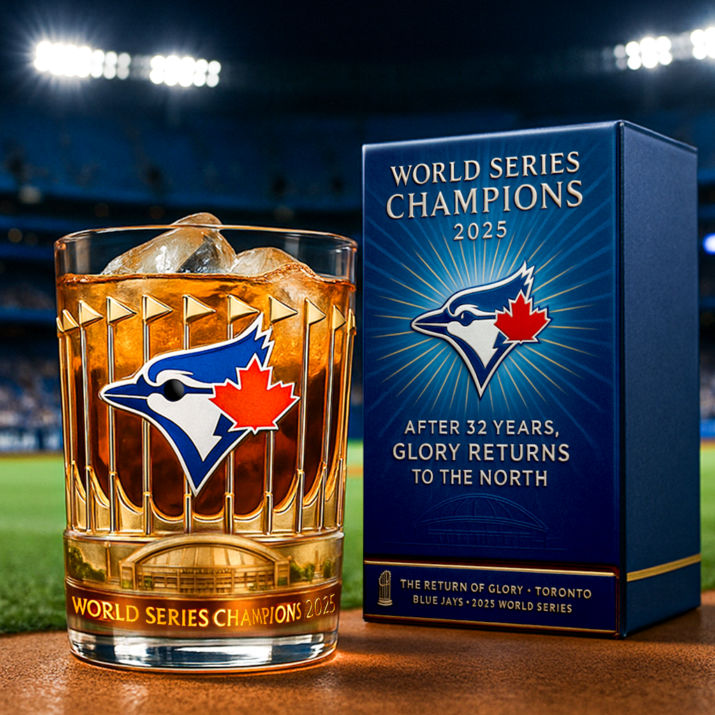 Toronto Blue Jays 2025 World Series Champions Commemorative Whiskey Glass