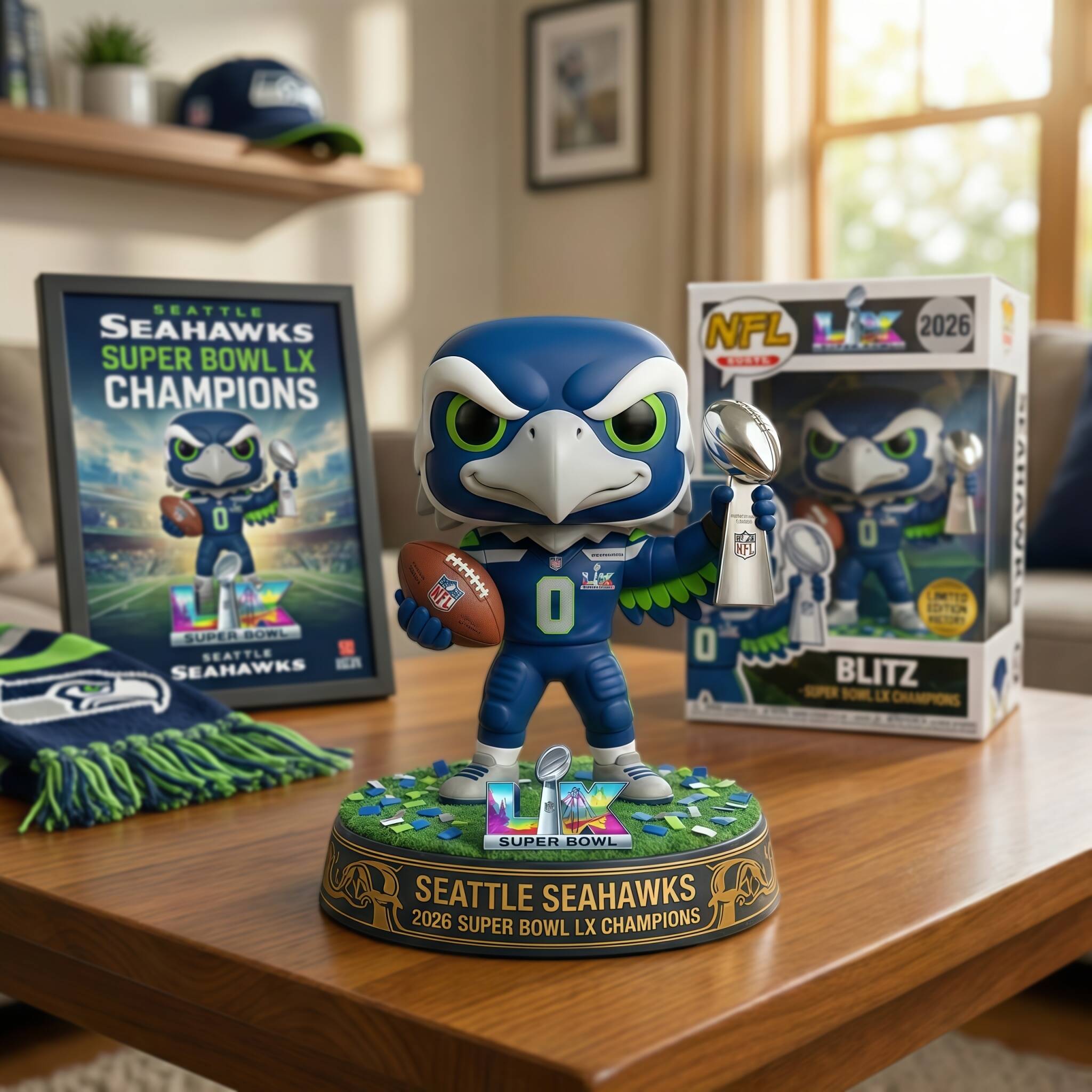 🏆 Seattle Seahawks – Super Bowl LX Champions Commemorative Pop! Figure