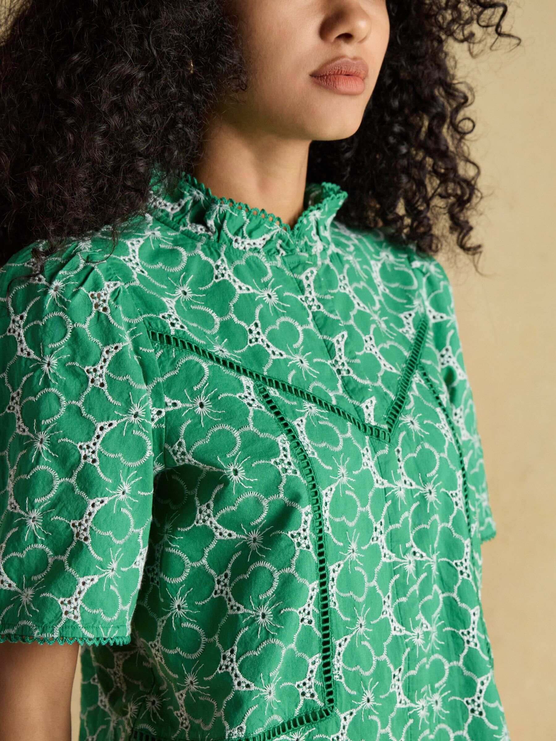 Remi Green Broderie Blouse