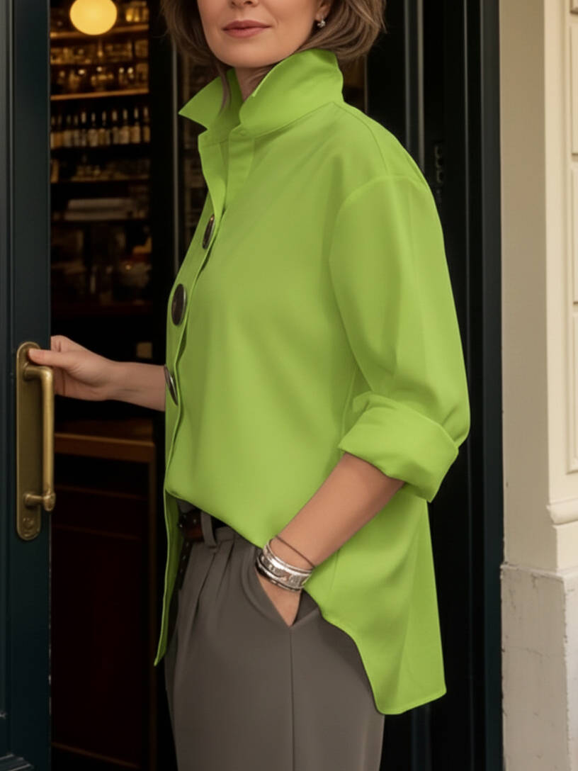 🔥Summer Arrivals🌟Elegant Stand-collar Metal Buttons Cotton Linen Blouse