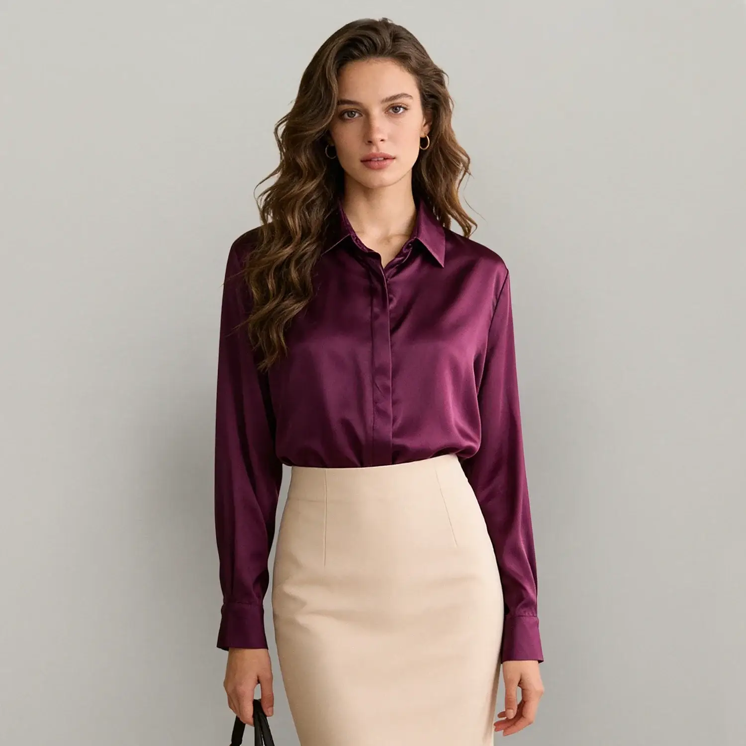 Women's Washable Stretch Silk Square Neck Blouse