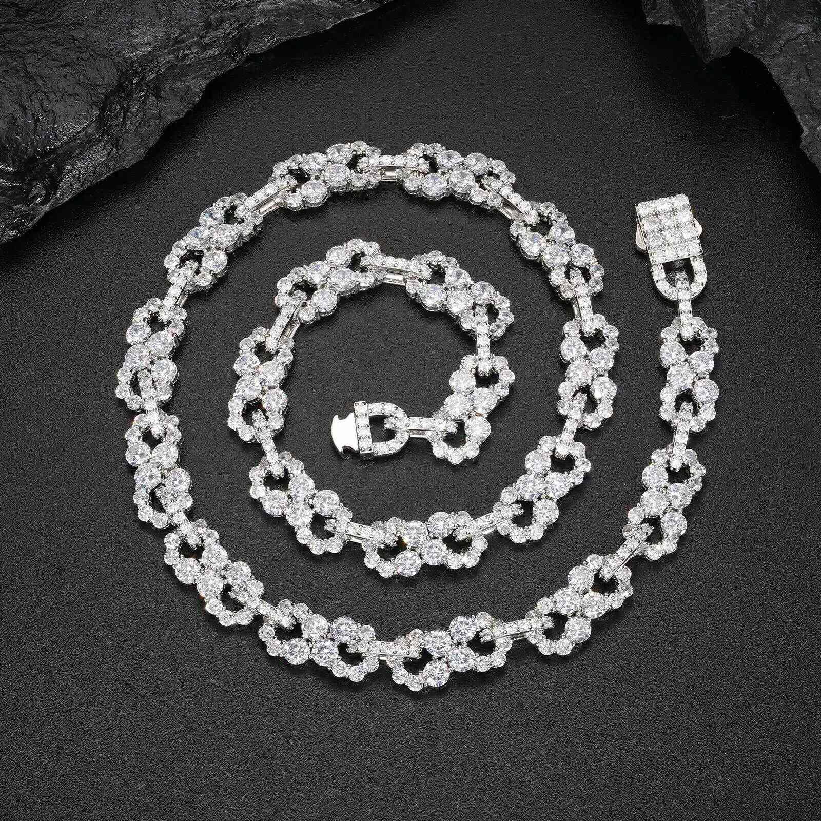 Test10mm S925 1 Row Moissanite Infinity Cuban Link Chain