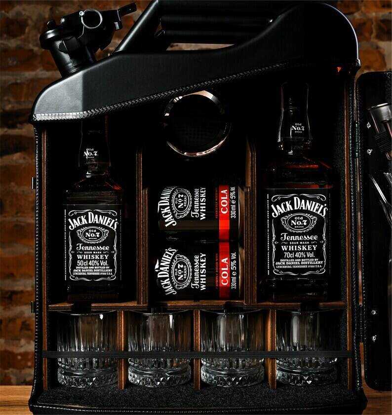 20 L Gift Black Matte Mini Bar Jerry Can, Metal Mini Bar With Wood Inside With Picnic Set, Custom Fuel Bar, Canister Bar Jerry Can