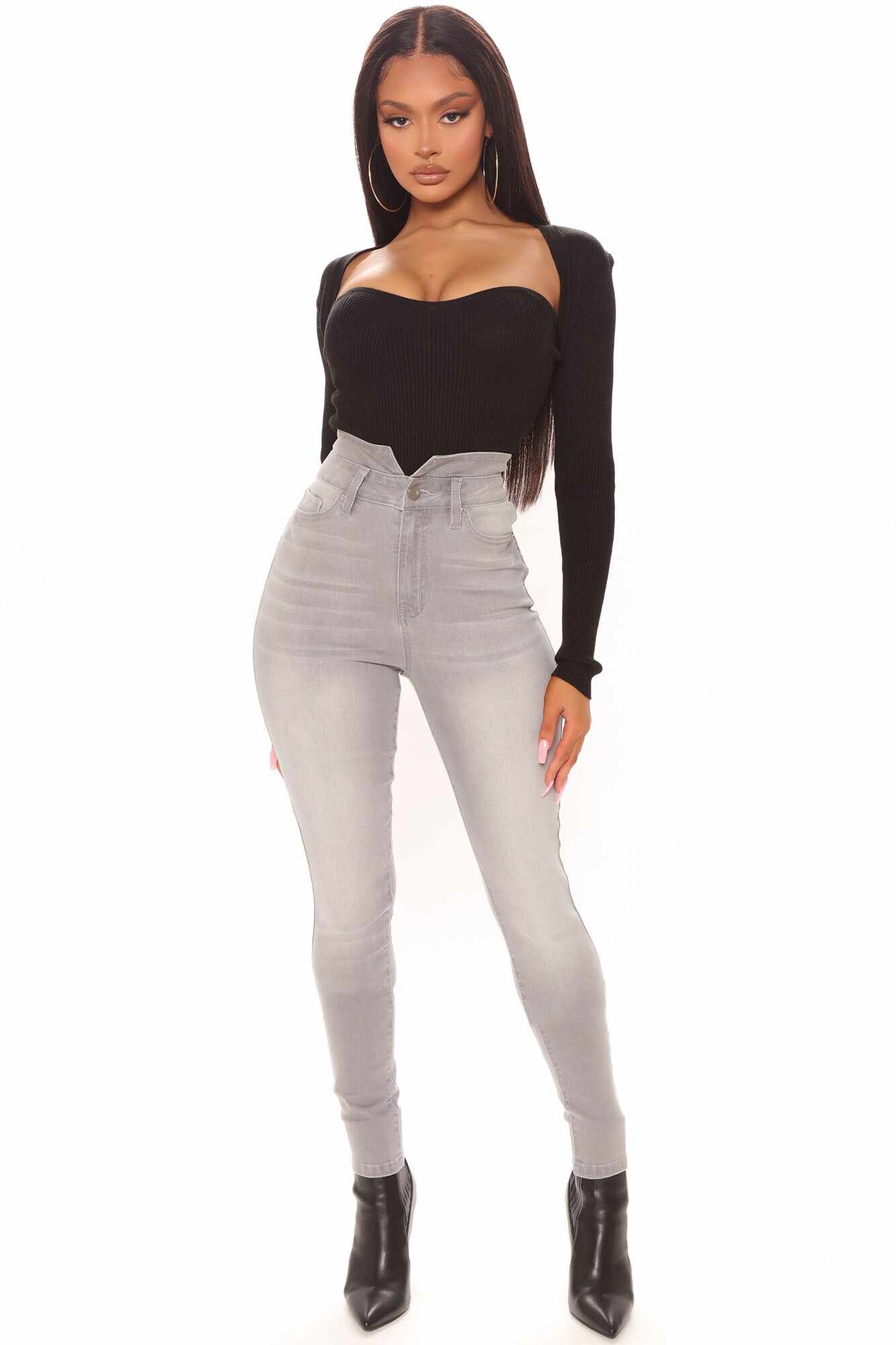 Thinking Of You Stretch Skinny Jeans - Grey