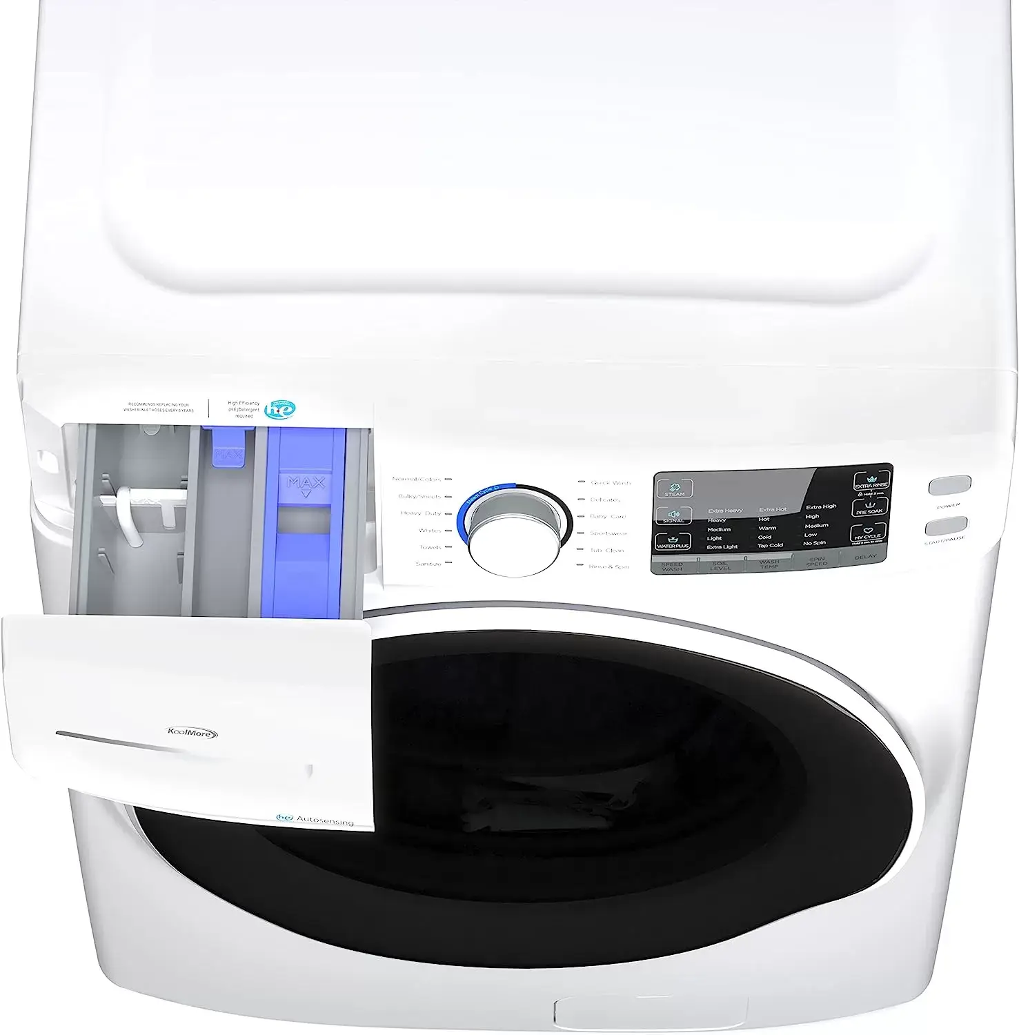 KoolMore FLW-3CWH Front Load Machine, 2.7 Cu. Ft, Space Saving Unit with 20-Minute Quick, 12 Washing Cycles, Quiet Inverter Motor [120V],