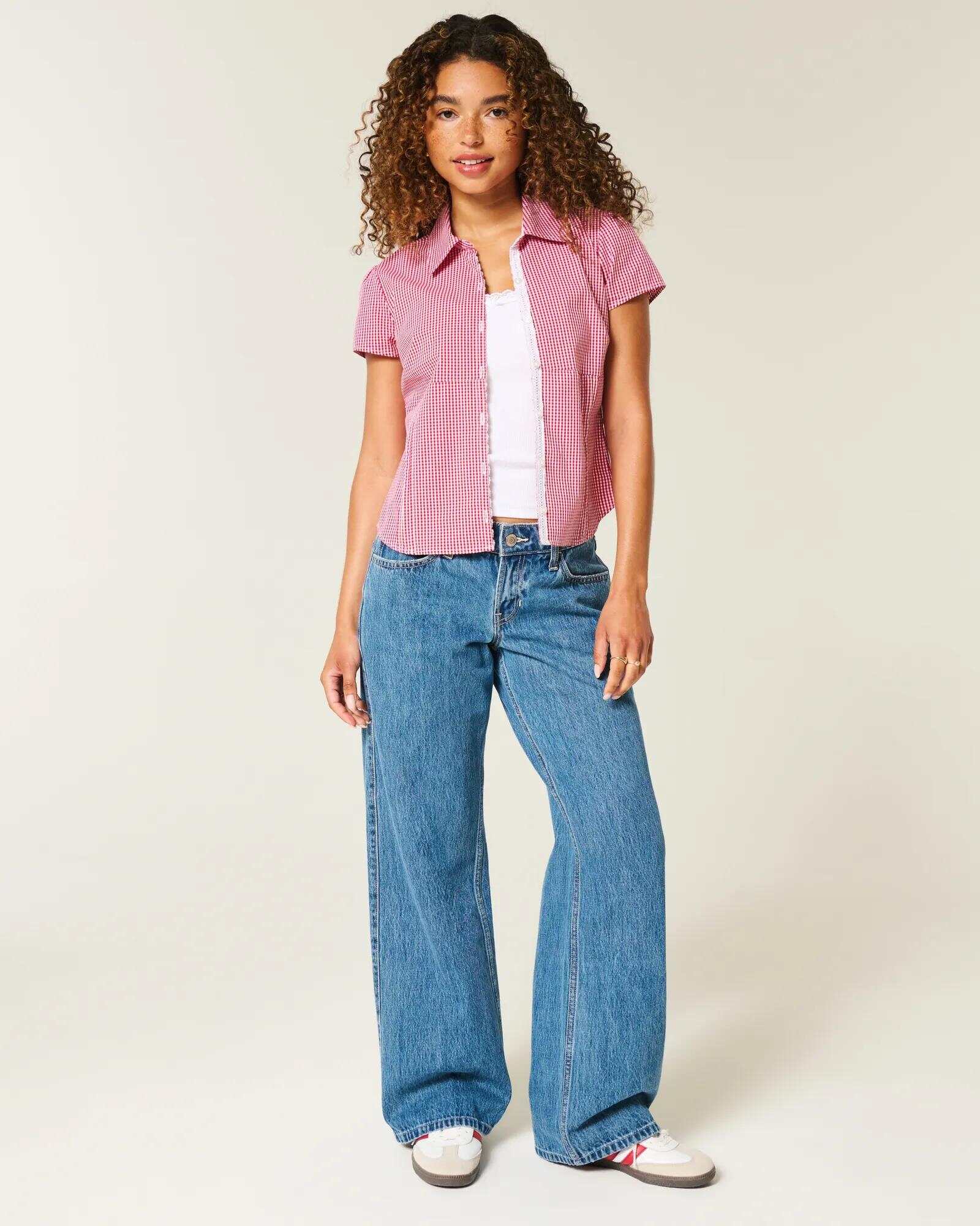 Low-Rise Dark Wash Baggy Jeans
