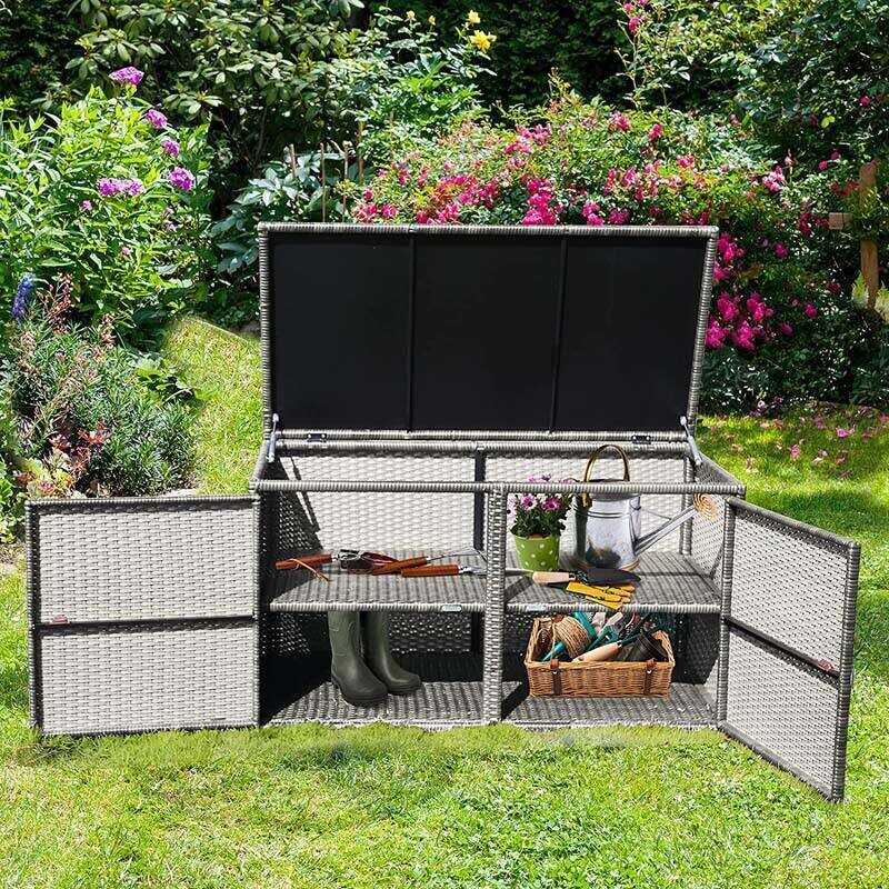 88 Gallon Rattan Deck Storage Box Patio Container