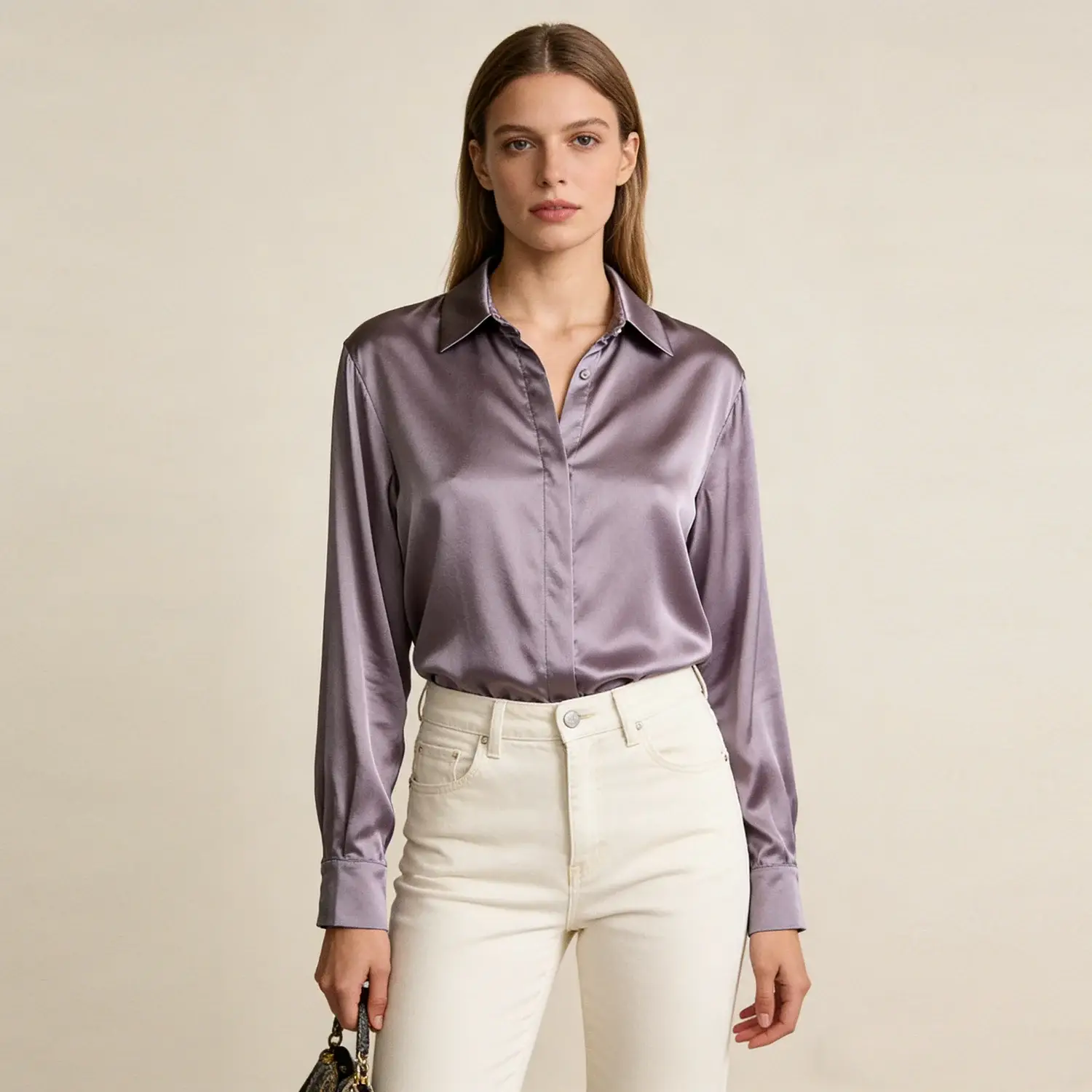 Women's Washable Stretch Silk Square Neck Blouse