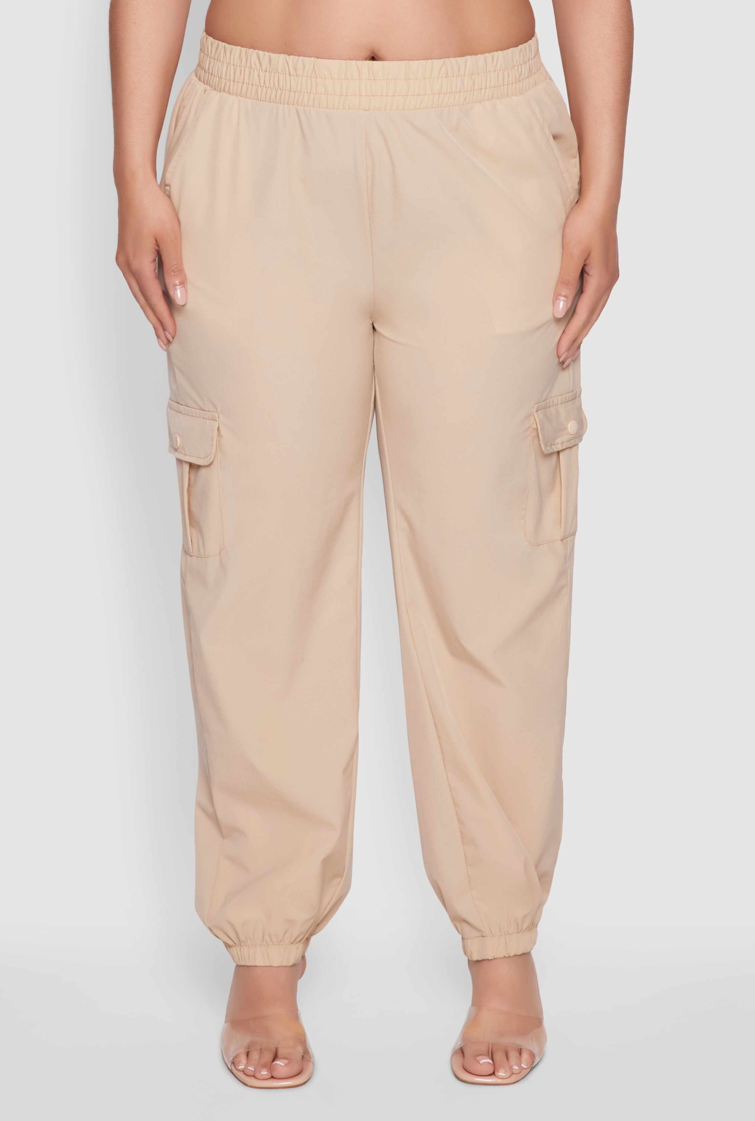 Plus Size Nylon Cargo Joggers