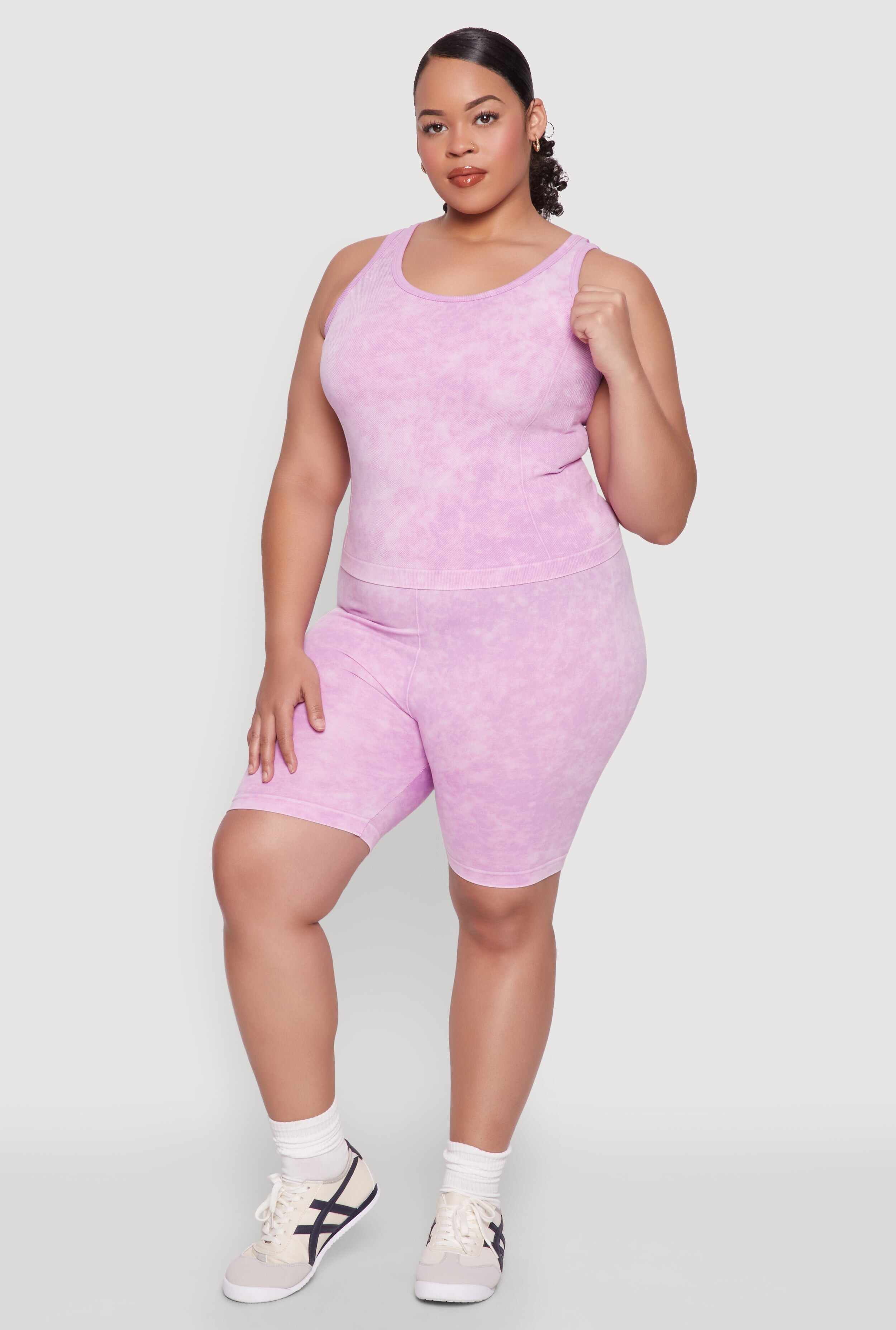 Plus Size Mineral Wash Seamless Biker Shorts